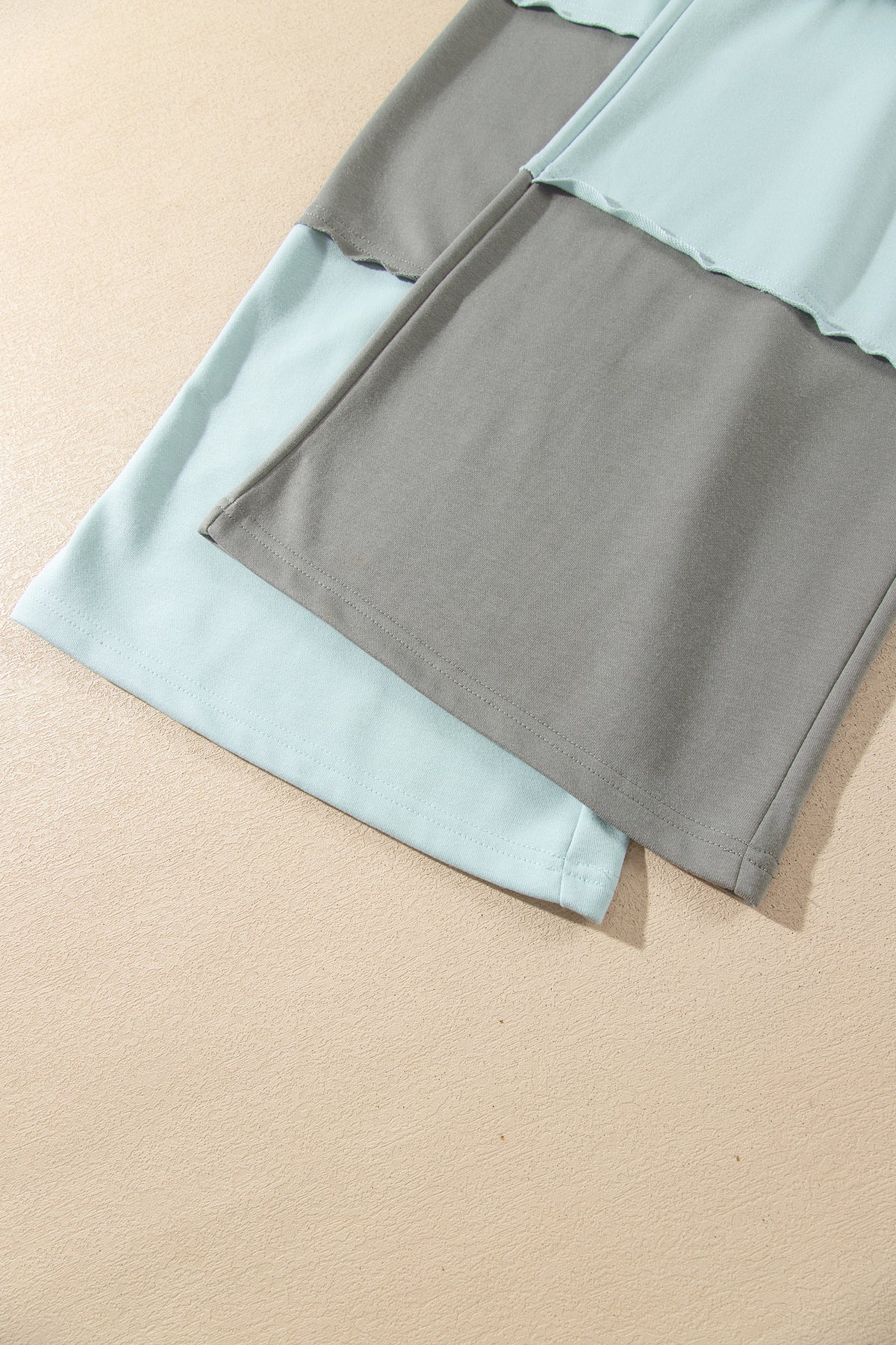 Beau Blue Raw Seam Colorblock Wide Leg Ankle Length Casual Pants-Bottoms/Pants & Culotte-[Adult]-[Female]-2022 Online Blue Zone Planet