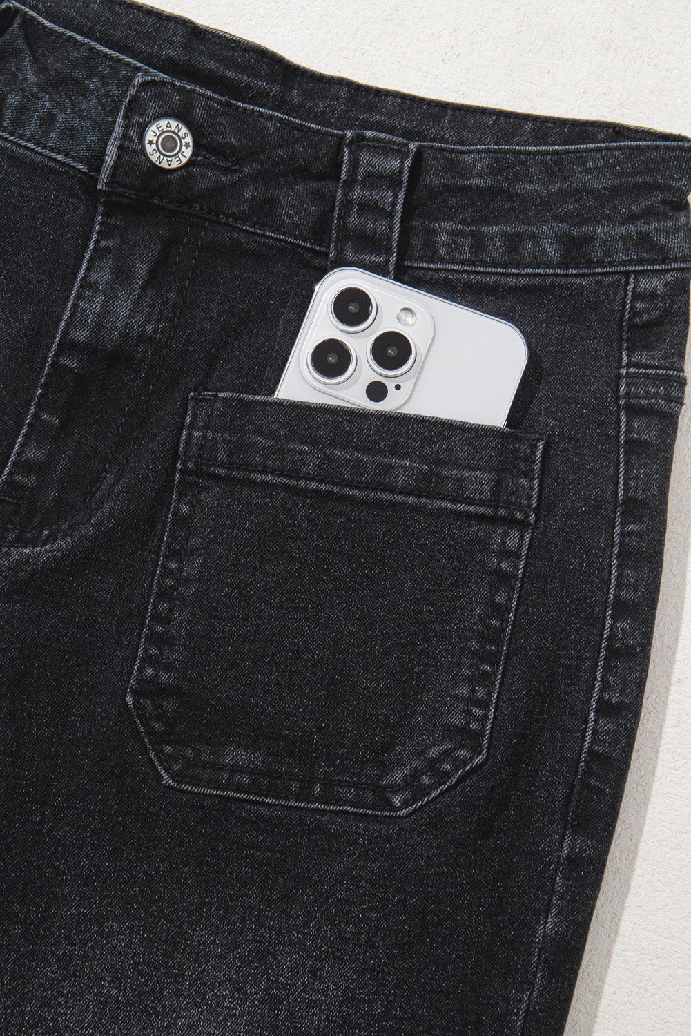 Black Wide Leg Pocketed High Waist Jeans-Bottoms/Jeans-[Adult]-[Female]-2022 Online Blue Zone Planet