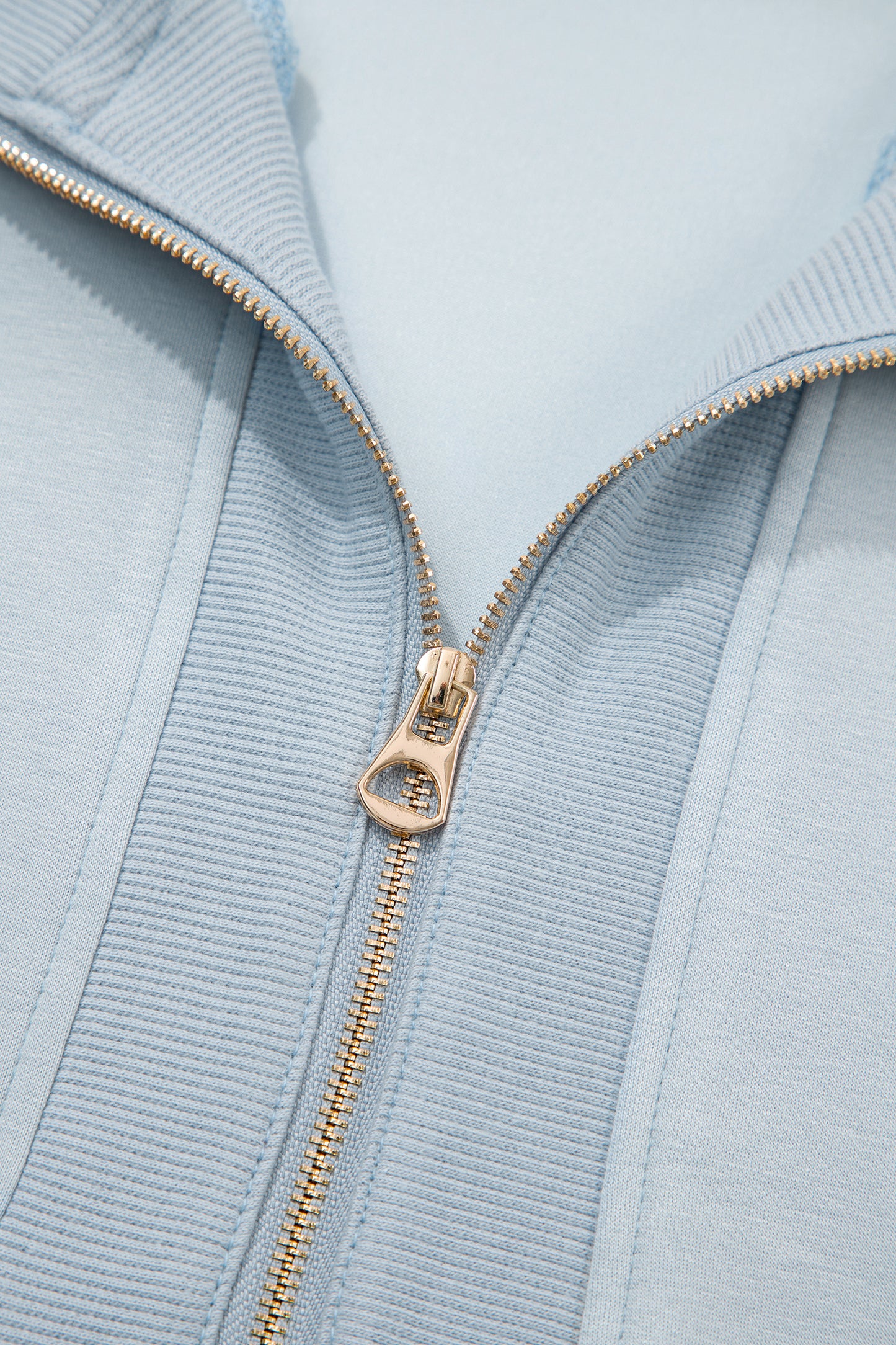 Beau Blue Half Zip Polo Tee Casual Pant Set-Two Piece Sets/Pant Sets-[Adult]-[Female]-2022 Online Blue Zone Planet