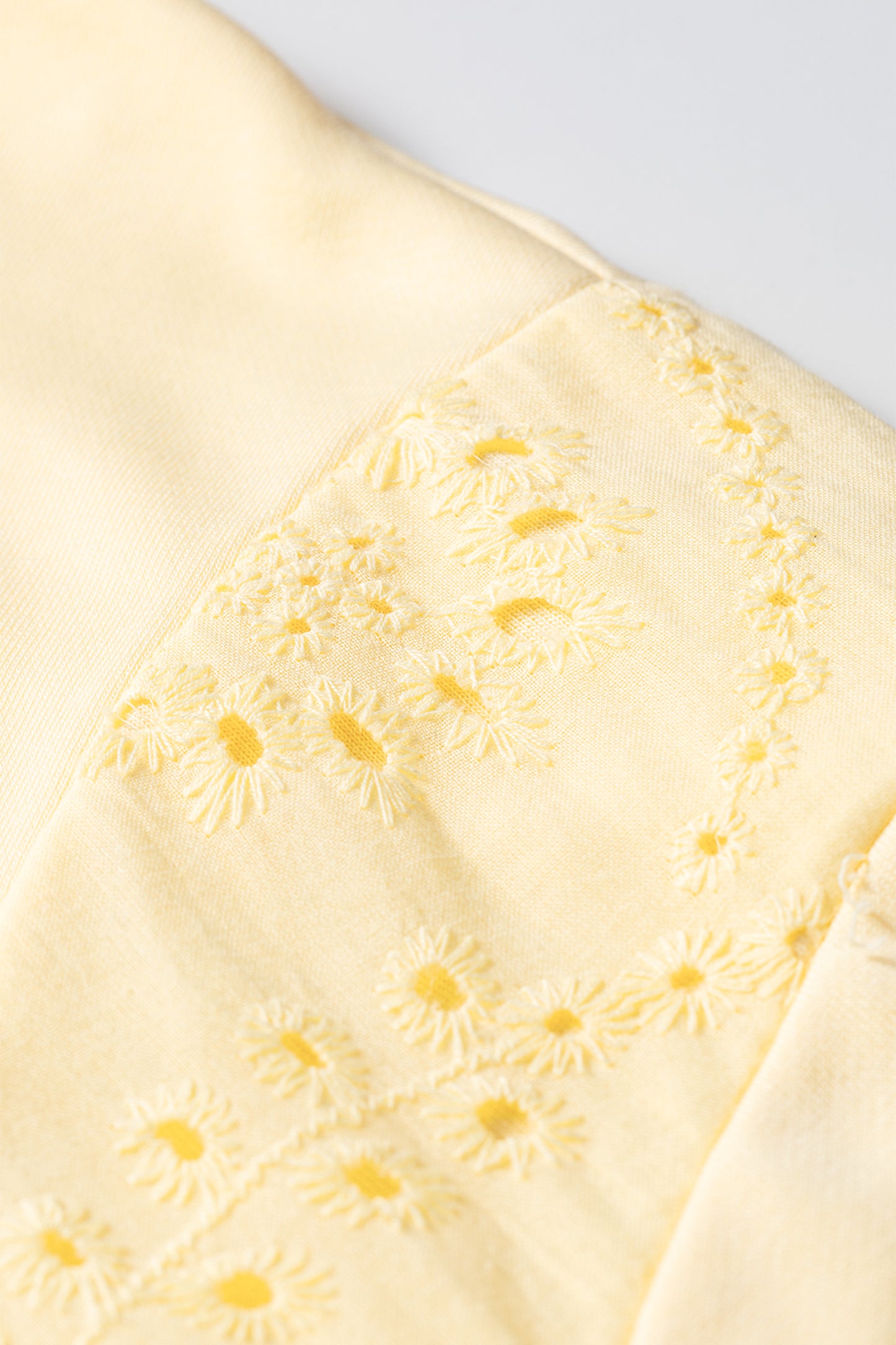 Yellow Cream Solid Color Eyelet Lace Panel Accent Plus Size 2pcs Outfit-Plus Size/Plus Size Loungewear-[Adult]-[Female]-2022 Online Blue Zone Planet