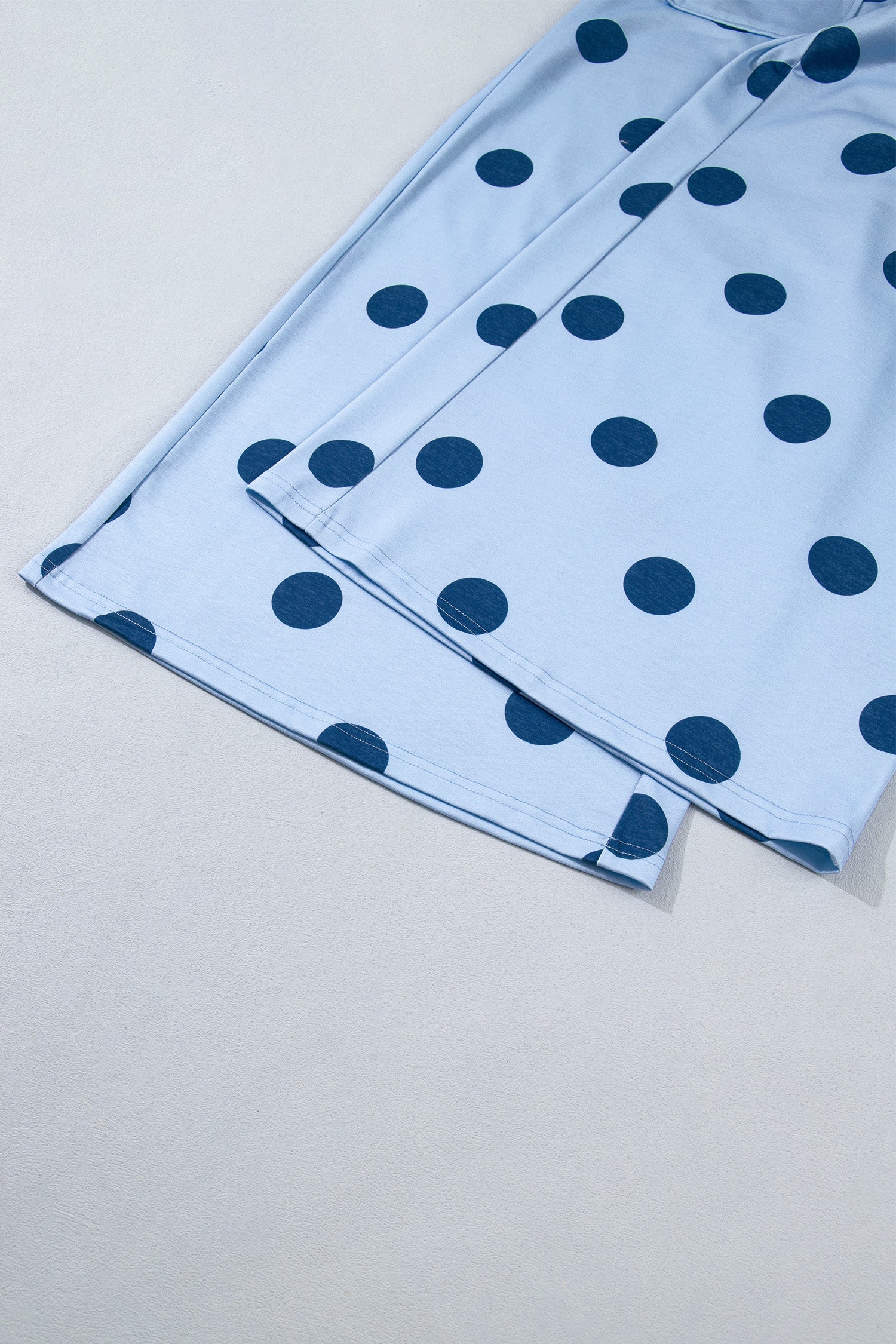 Sky Blue Polka Dot Wide Leg Elastic Waist Casual Pants-Bottoms/Pants & Culotte-[Adult]-[Female]-2022 Online Blue Zone Planet