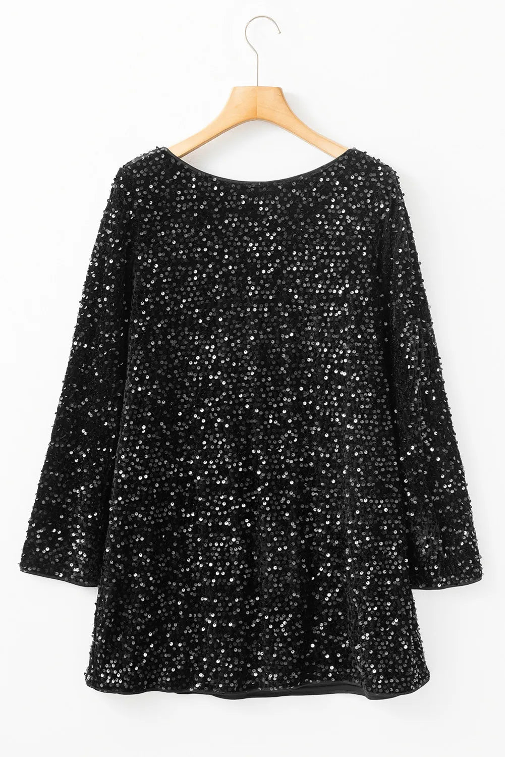 Blue Zone Planet | Sequin Round Neck Long Sleeve Mini Dress-TOPS / DRESSES-[Adult]-[Female]-2022 Online Blue Zone Planet