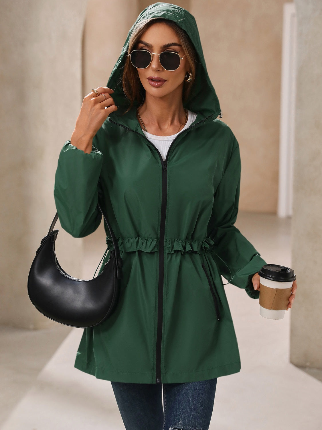 Zip Up Long Sleeve Hooded Jacket-TOPS / DRESSES-[Adult]-[Female]-2022 Online Blue Zone Planet