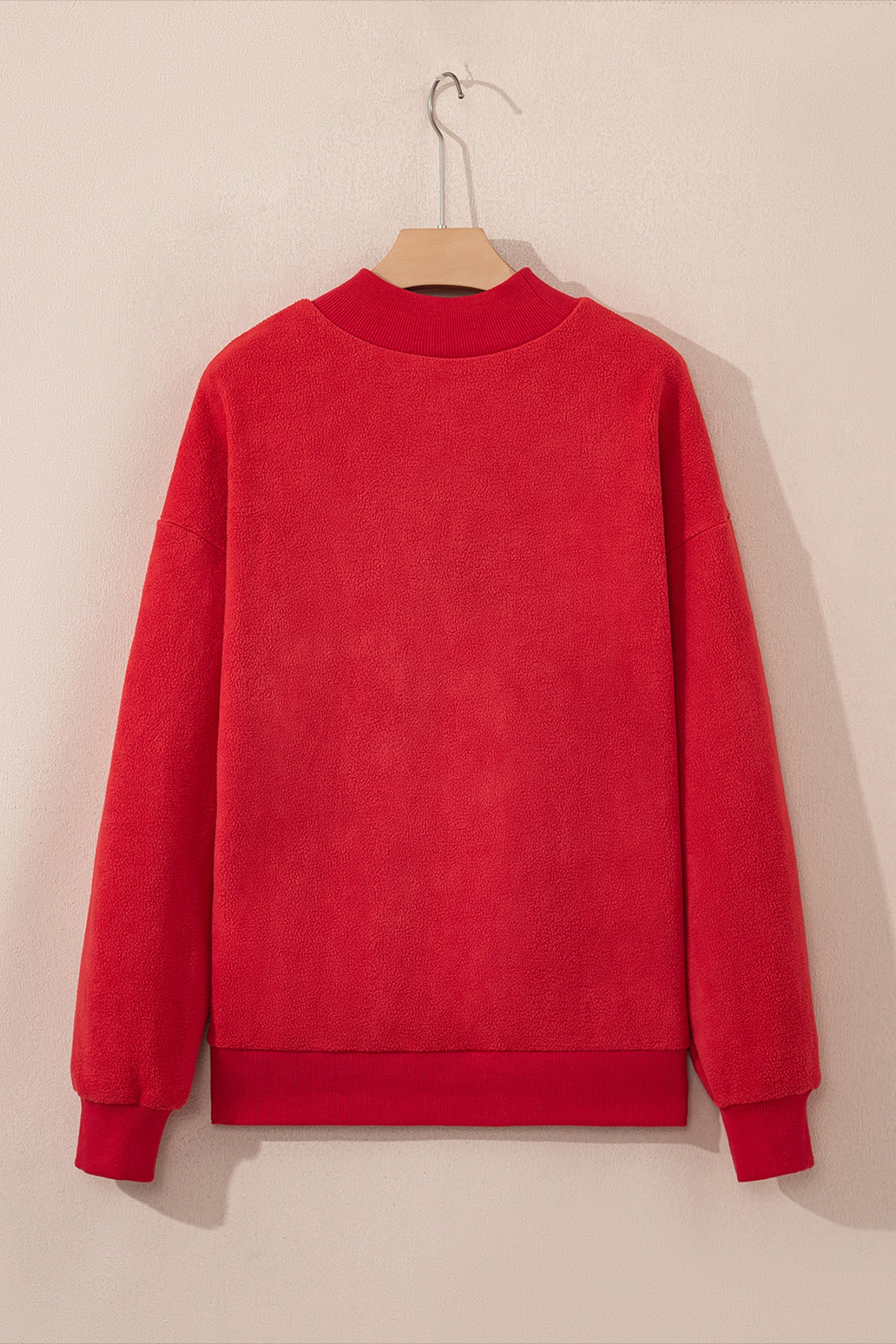 Racing Red Oversize Drop Shoulder Reversible Mock Neck Sweatshirt-Tops/Sweatshirts & Hoodies-[Adult]-[Female]-2022 Online Blue Zone Planet