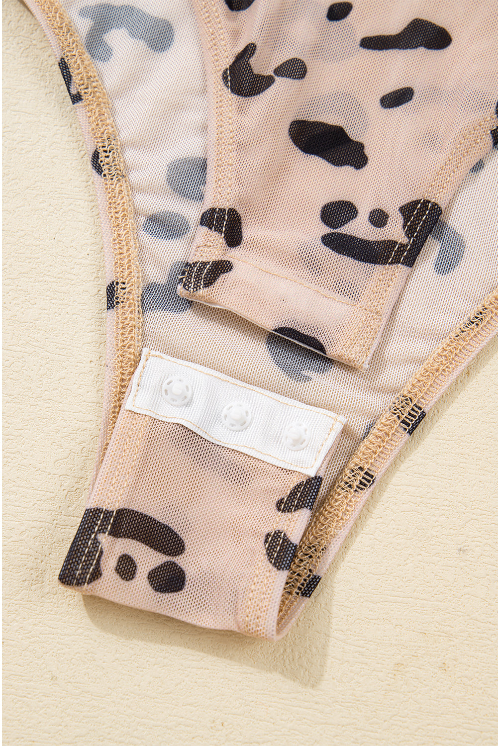 Khaki Mock Neck Sheer Mesh Leopard Long Sleeve Bodysuit-Tops/Bodysuits-[Adult]-[Female]-2022 Online Blue Zone Planet