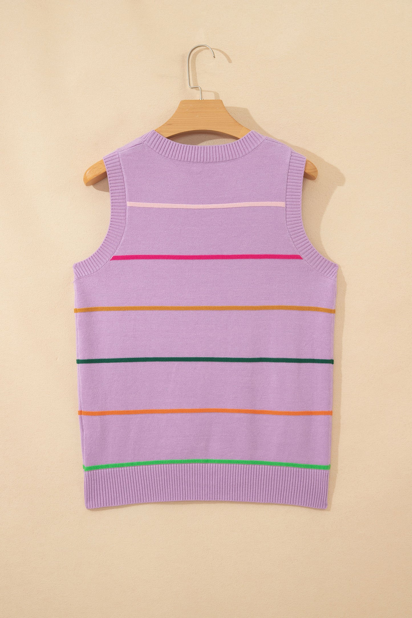 Sky Blue Stripe Round Neck Knitted Sweater Tank-TOPS / DRESSES-[Adult]-[Female]-2022 Online Blue Zone Planet