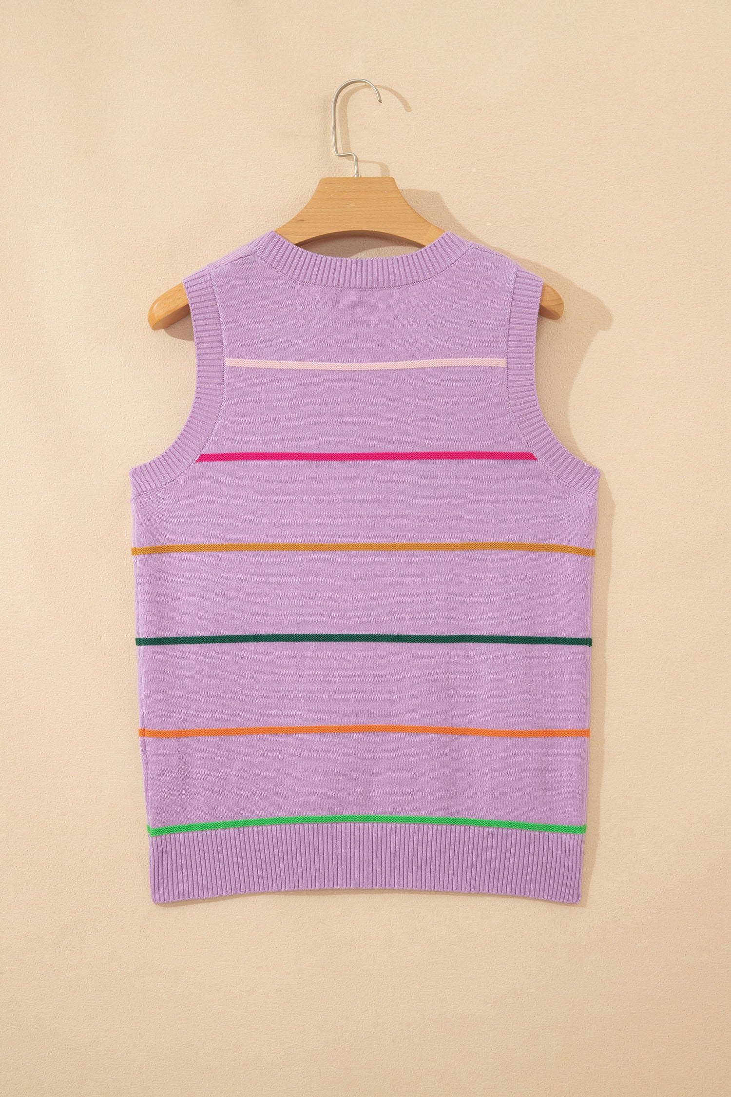 Sky Blue Stripe Round Neck Knitted Sweater Tank-TOPS / DRESSES-[Adult]-[Female]-2022 Online Blue Zone Planet