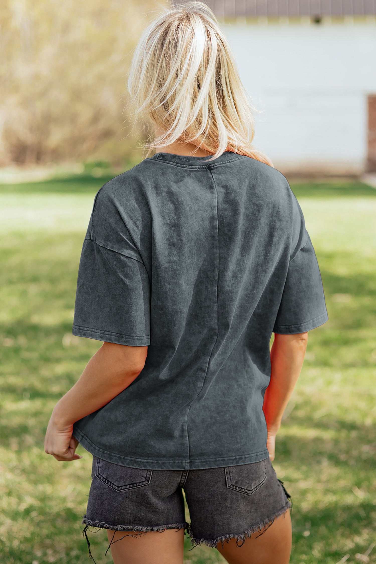 Mint Green Solid Color Cotton Mineral Washed Oversize Tee-Tops/Tops & Tees-[Adult]-[Female]-2022 Online Blue Zone Planet