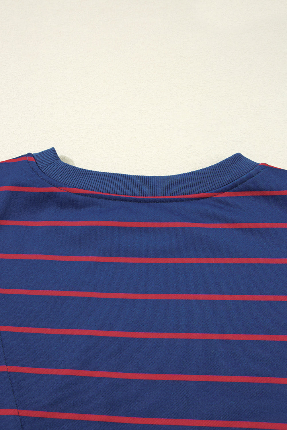 Blue Stripe Stylish Overlap Detail Drop Shoulder Pullover Sweatshirt-Tops/Sweatshirts & Hoodies-[Adult]-[Female]-2022 Online Blue Zone Planet