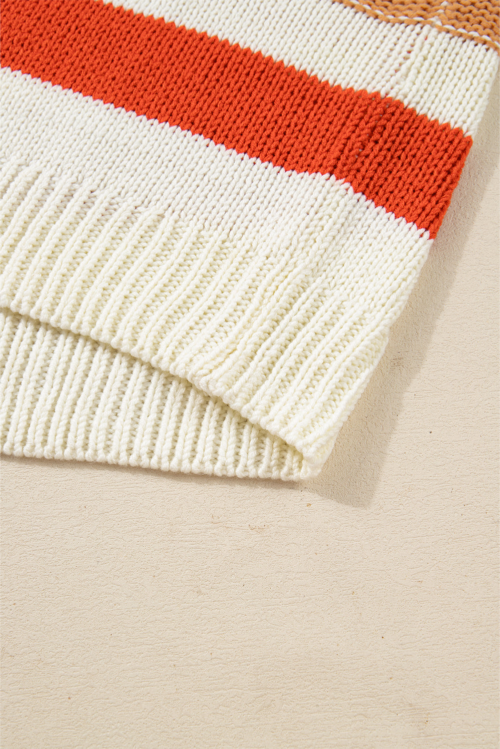Pink Striped Colorblock Round Neck Drop Shoulder Sweater-Sweaters & Cardigans/Sweaters-[Adult]-[Female]-2022 Online Blue Zone Planet