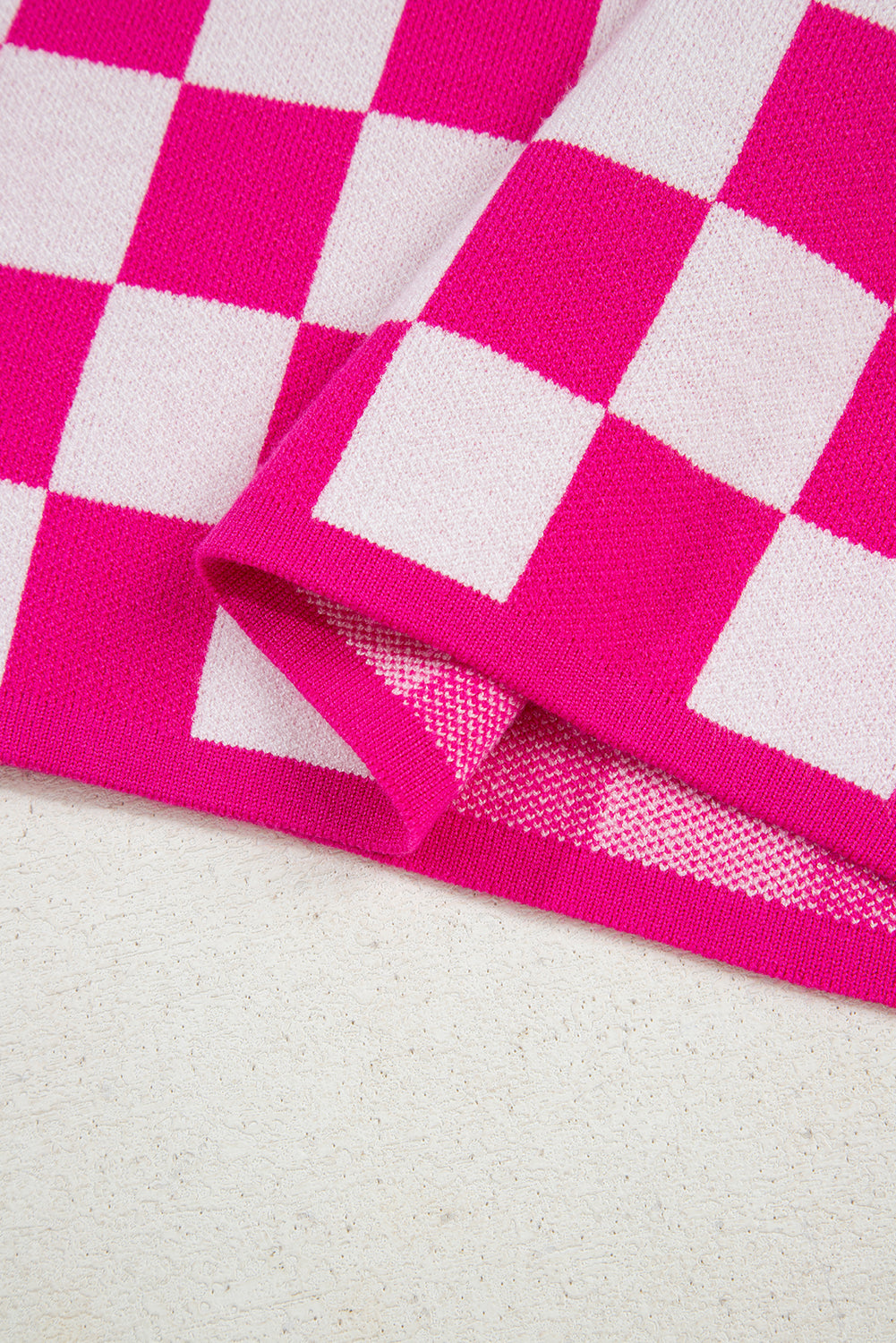Rose Check Pattern Cap Sleeve Knitted Sweater-TOPS / DRESSES-[Adult]-[Female]-2022 Online Blue Zone Planet