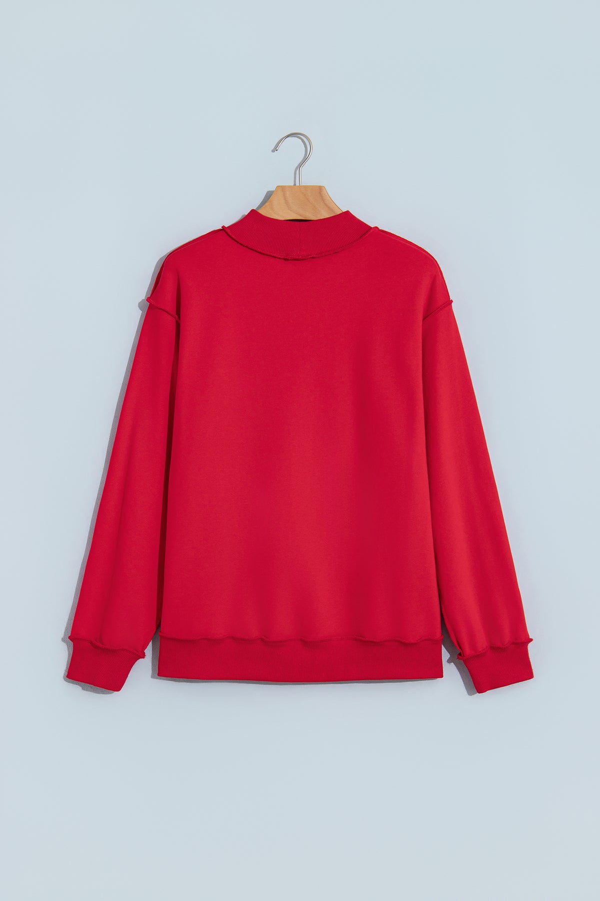 Fiery Red Jesus Saves Slogan Print Stand Neck Baggy Sweatshirt-Tops/Sweatshirts & Hoodies-[Adult]-[Female]-2022 Online Blue Zone Planet