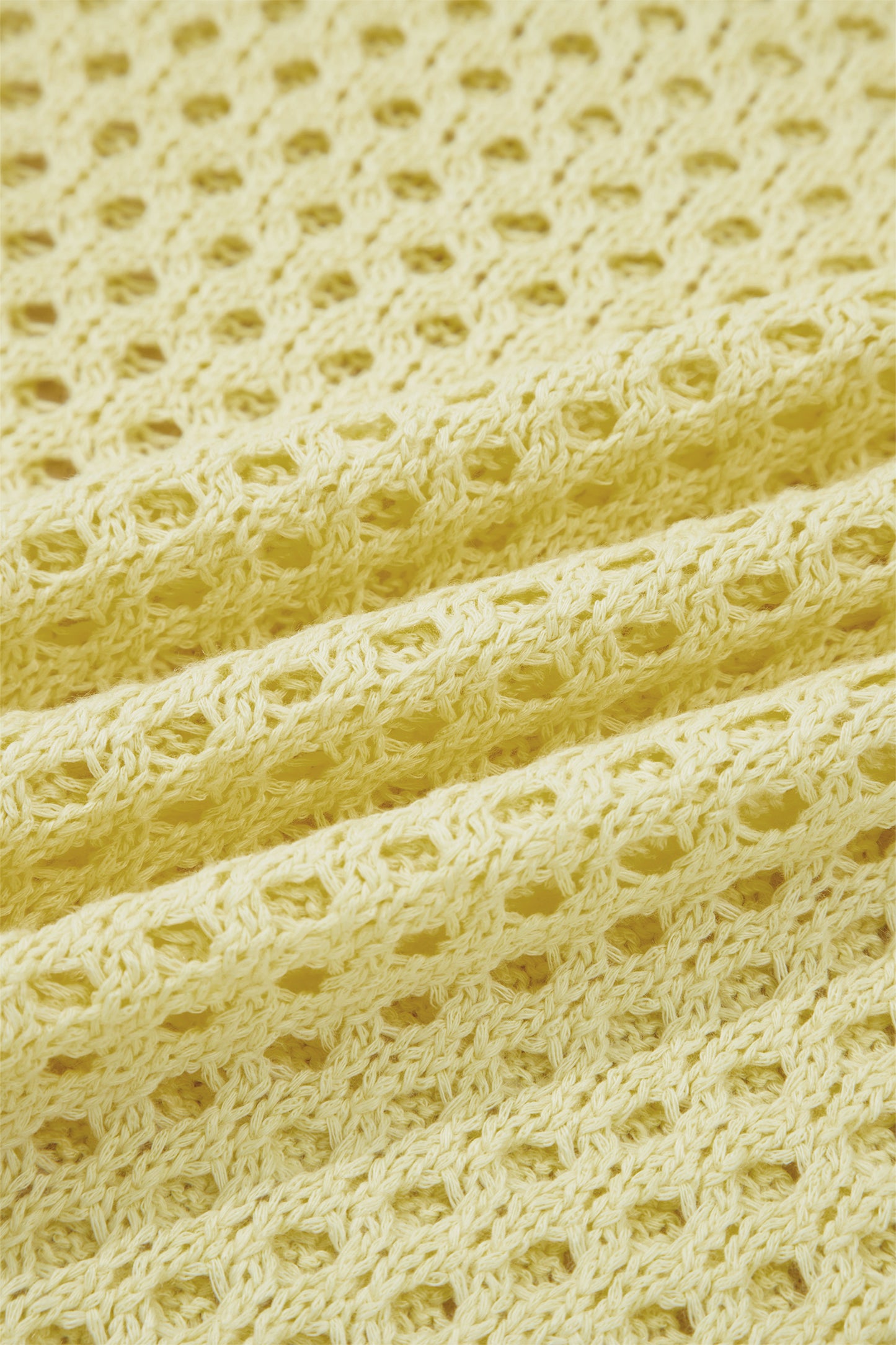Yellow Cream Scalloped Trim Hollow Out Knit Long Sleeve Top-Sweaters & Cardigans/Sweaters-[Adult]-[Female]-2022 Online Blue Zone Planet
