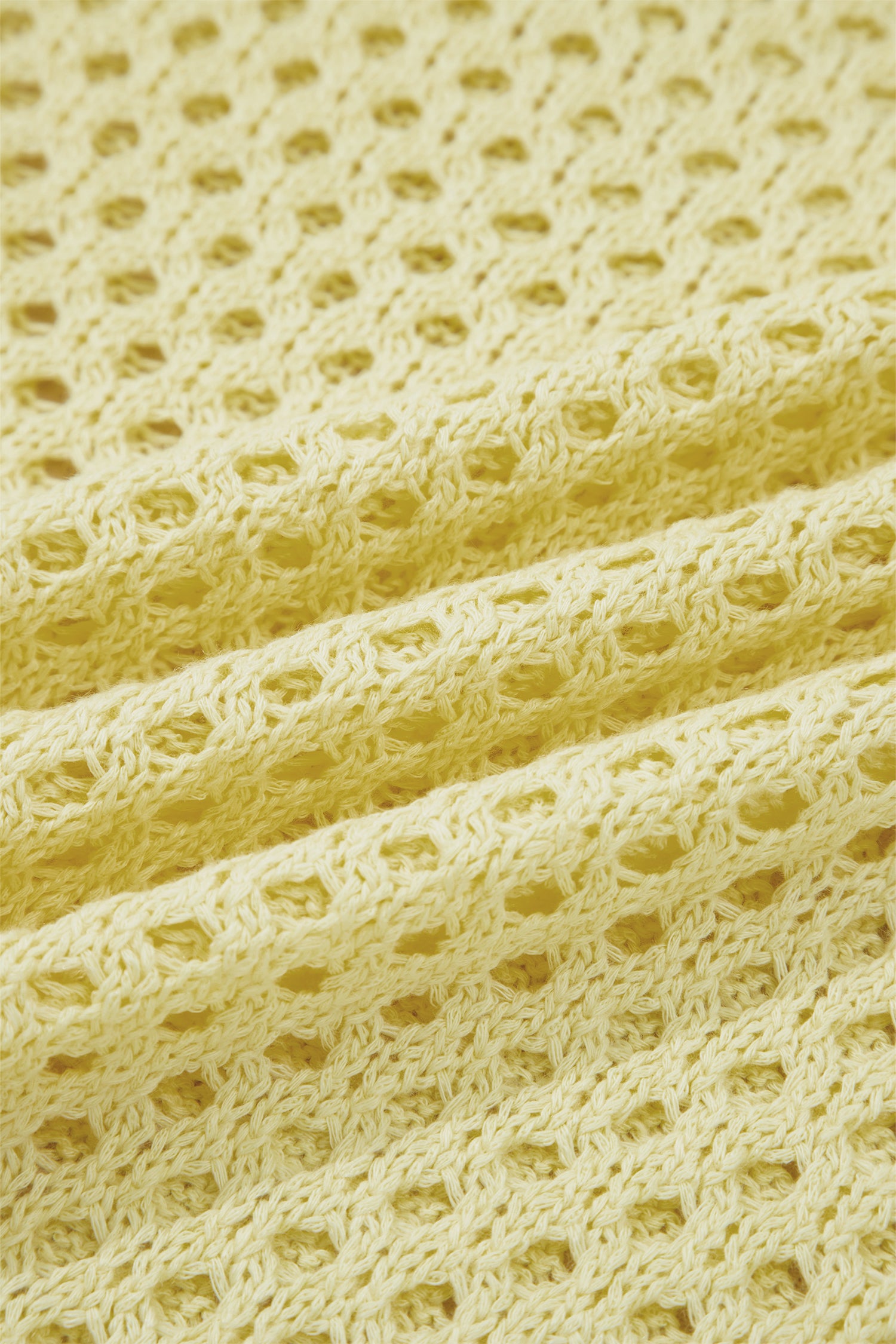 Yellow Cream Scalloped Trim Hollow Out Knit Long Sleeve Top-Sweaters & Cardigans/Sweaters-[Adult]-[Female]-2022 Online Blue Zone Planet