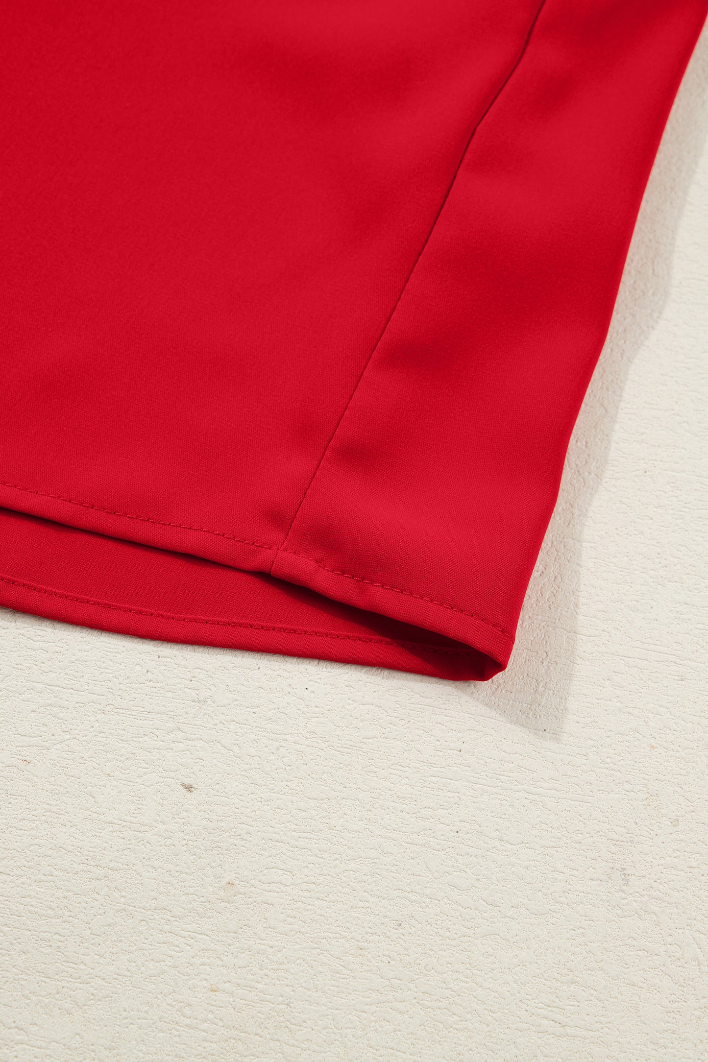 Fiery Red Frilled Trim Button Up Pleated Long Sleeve Shirt-Tops/Blouses & Shirts-[Adult]-[Female]-2022 Online Blue Zone Planet