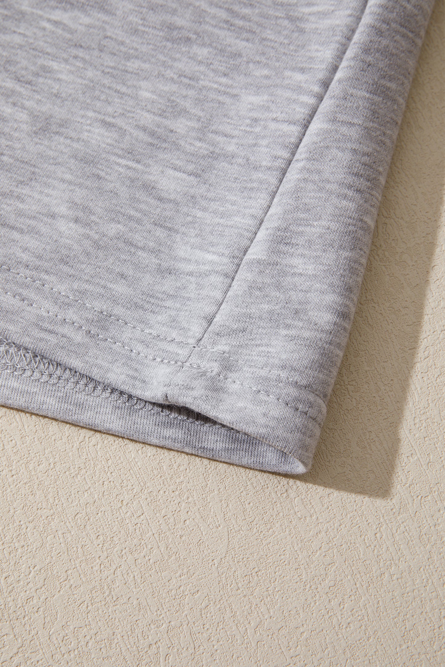 Light Grey Patchwork Detail Raw Edge Oversize Tee-Tops/Tops & Tees-[Adult]-[Female]-2022 Online Blue Zone Planet