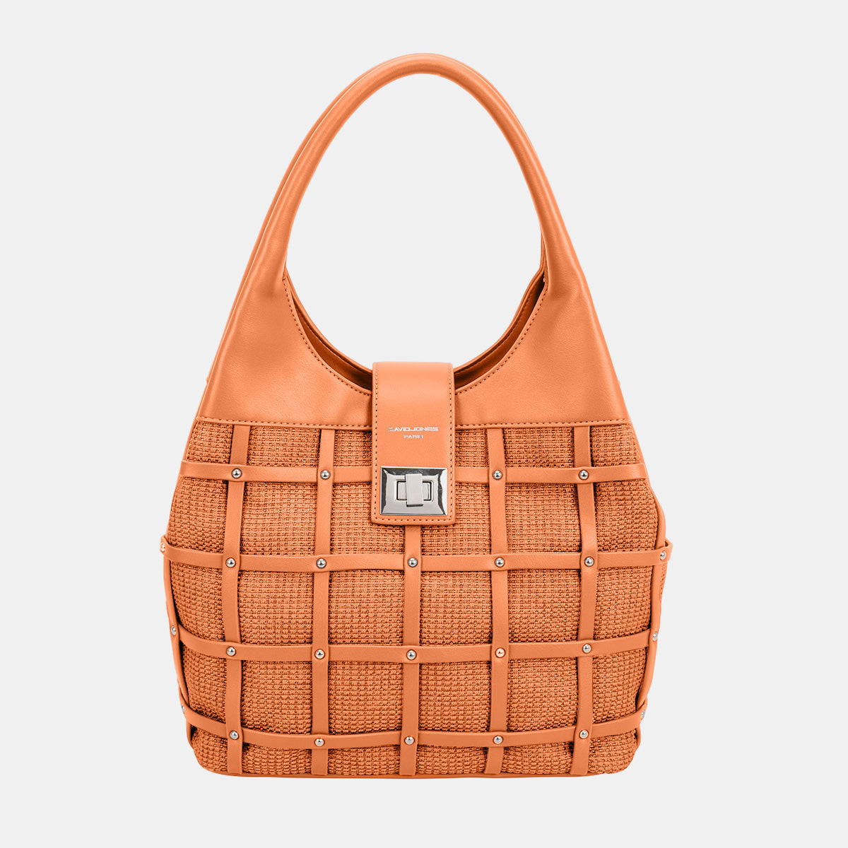 David Jones Rivet Decor Handbag-HANDBAGS-[Adult]-[Female]-Orange-One Size-2022 Online Blue Zone Planet