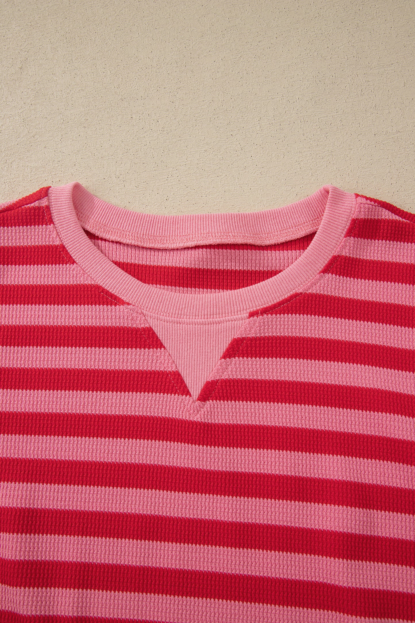 Red Stripe Puff Short Sleeve T Shirt Matching Shorts Set-Two Piece Sets/Short Sets-[Adult]-[Female]-2022 Online Blue Zone Planet