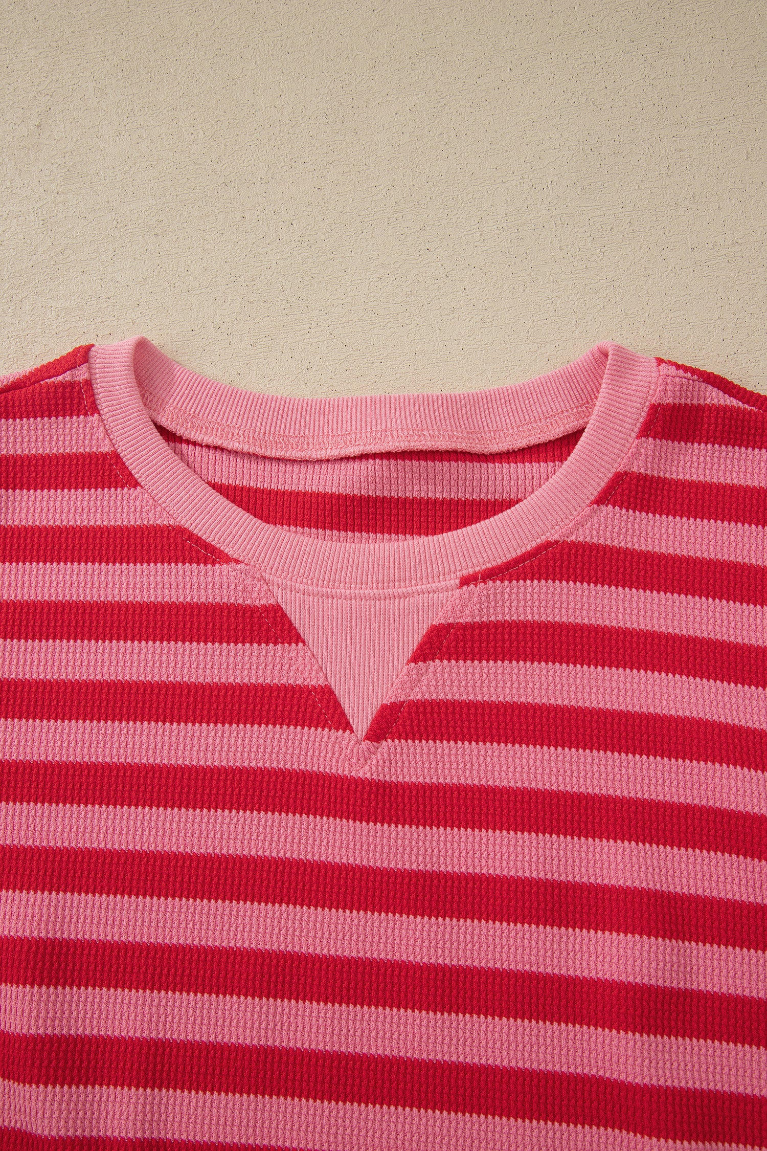 Red Stripe Puff Short Sleeve T Shirt Matching Shorts Set-Two Piece Sets/Short Sets-[Adult]-[Female]-2022 Online Blue Zone Planet