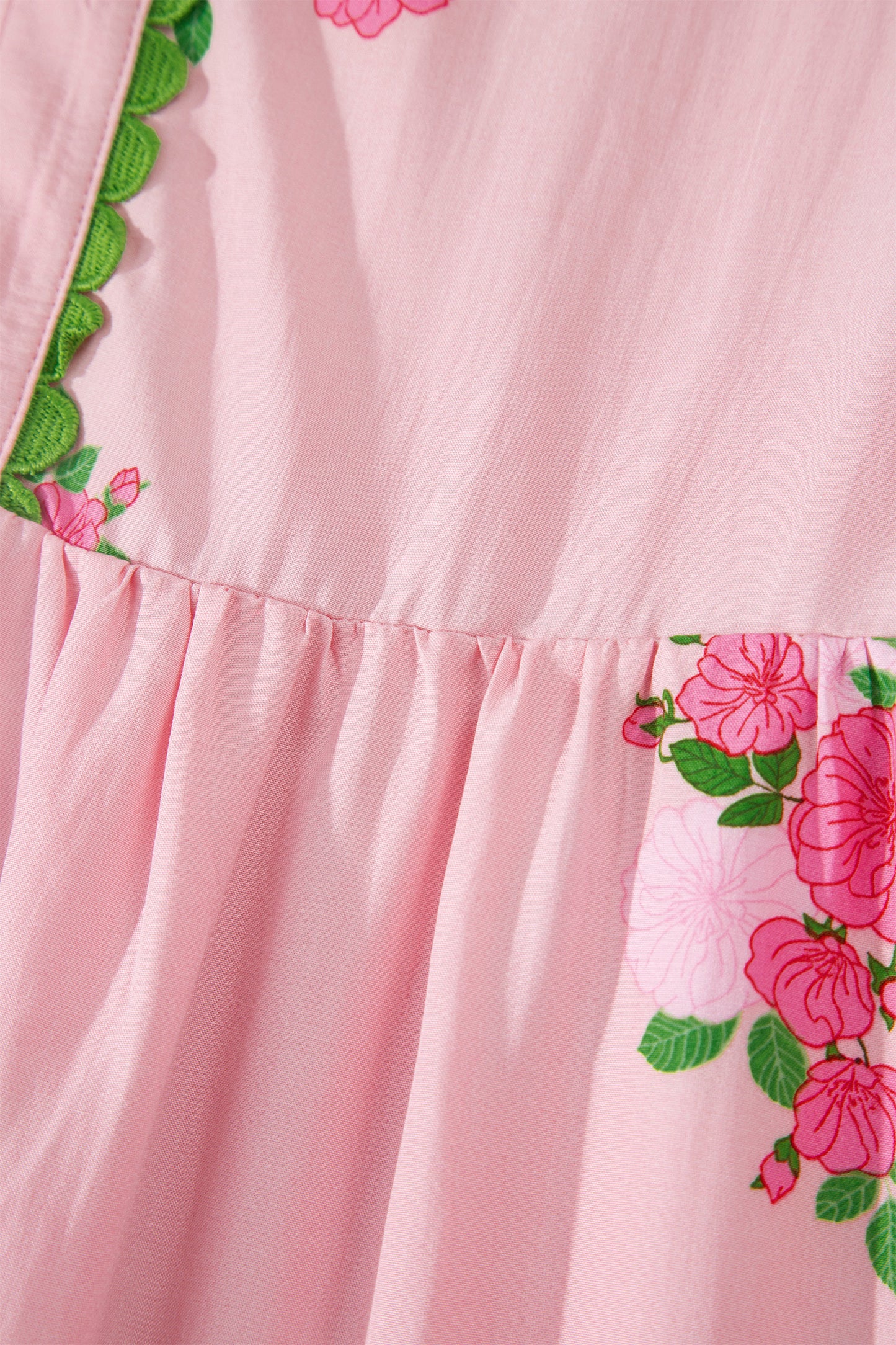 Pink Notched Neck Flutter Short Sleeve Floral Print Maxi Dress-TOPS / DRESSES-[Adult]-[Female]-2022 Online Blue Zone Planet
