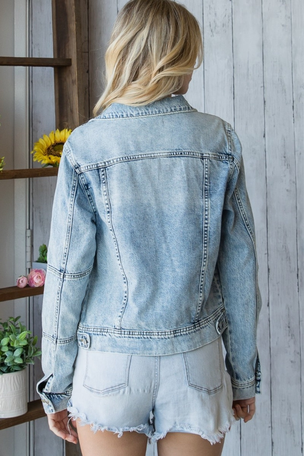 Veveret Distressed Button Up Denim Jacket-TOPS / DRESSES-[Adult]-[Female]-2022 Online Blue Zone Planet