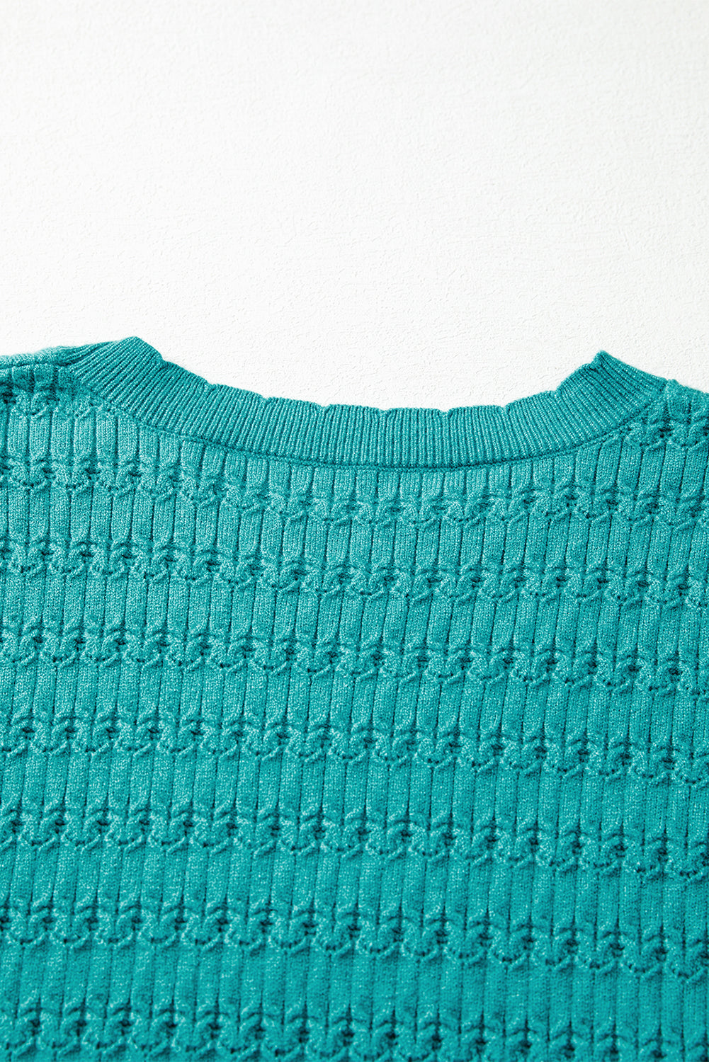 Sea Green Trendy Pattern Knit Ribbed Cuffs Crew Neck Sweater-TOPS / DRESSES-[Adult]-[Female]-2022 Online Blue Zone Planet