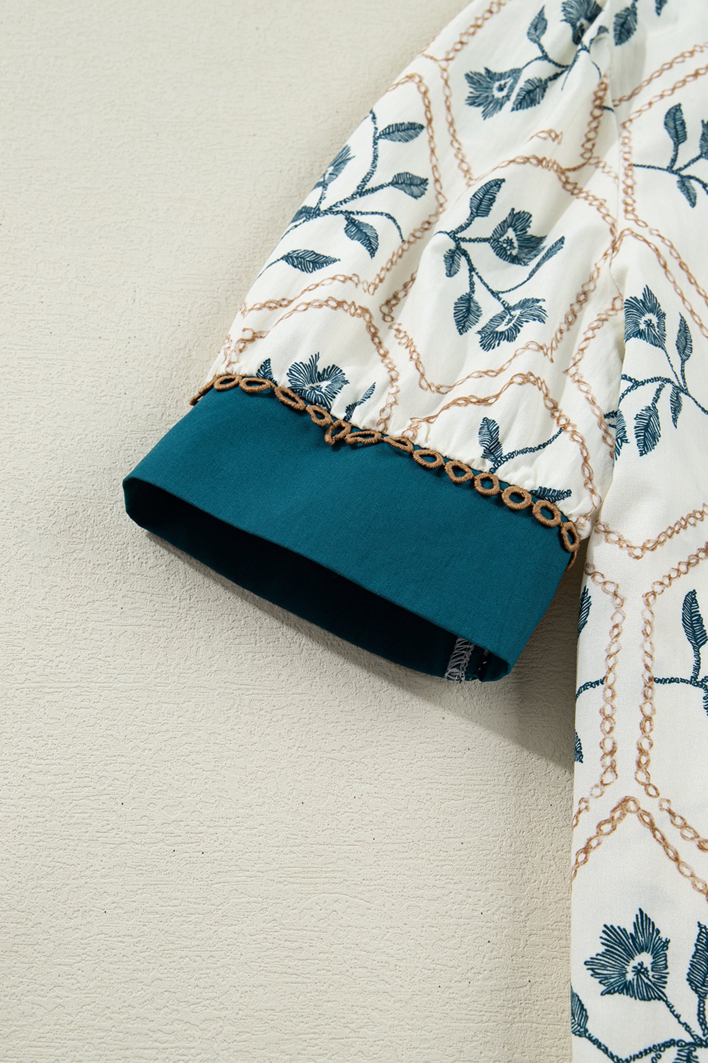 Blue Geometric Floral Print Lace Trim Collared Short Sleeve Mini Dress-TOPS / DRESSES-[Adult]-[Female]-2022 Online Blue Zone Planet