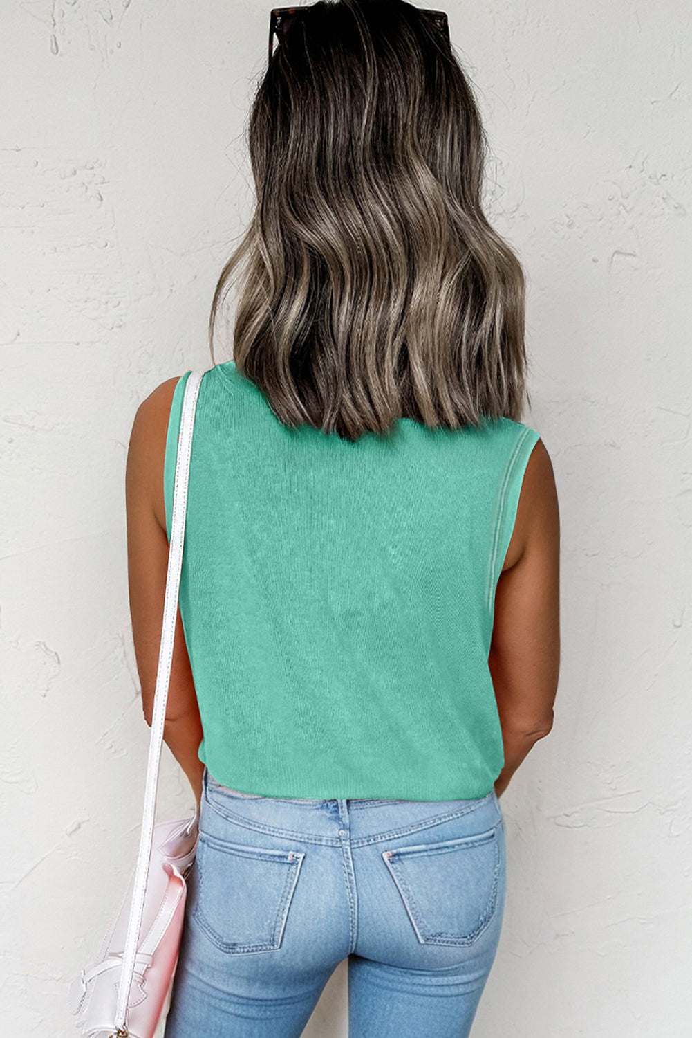 Sea Green Mineral Wash Patched Chest Pocket Casual Tank Top-Tops/Tank Tops-[Adult]-[Female]-2022 Online Blue Zone Planet
