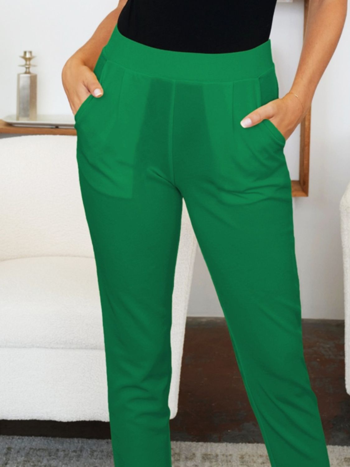 Pocketed High Waist Skinny Pants-BOTTOMS SIZES SMALL MEDIUM LARGE-[Adult]-[Female]-2022 Online Blue Zone Planet