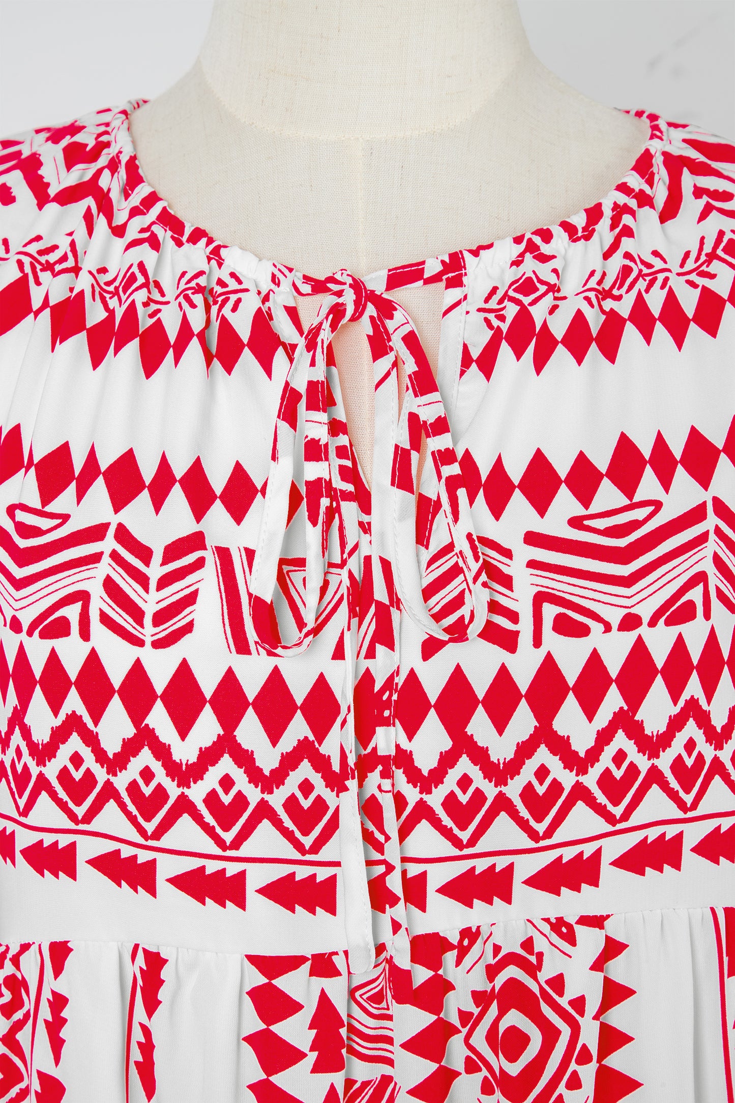 Red Boho Printed Half Sleeve Maxi Dress-TOPS / DRESSES-[Adult]-[Female]-2022 Online Blue Zone Planet