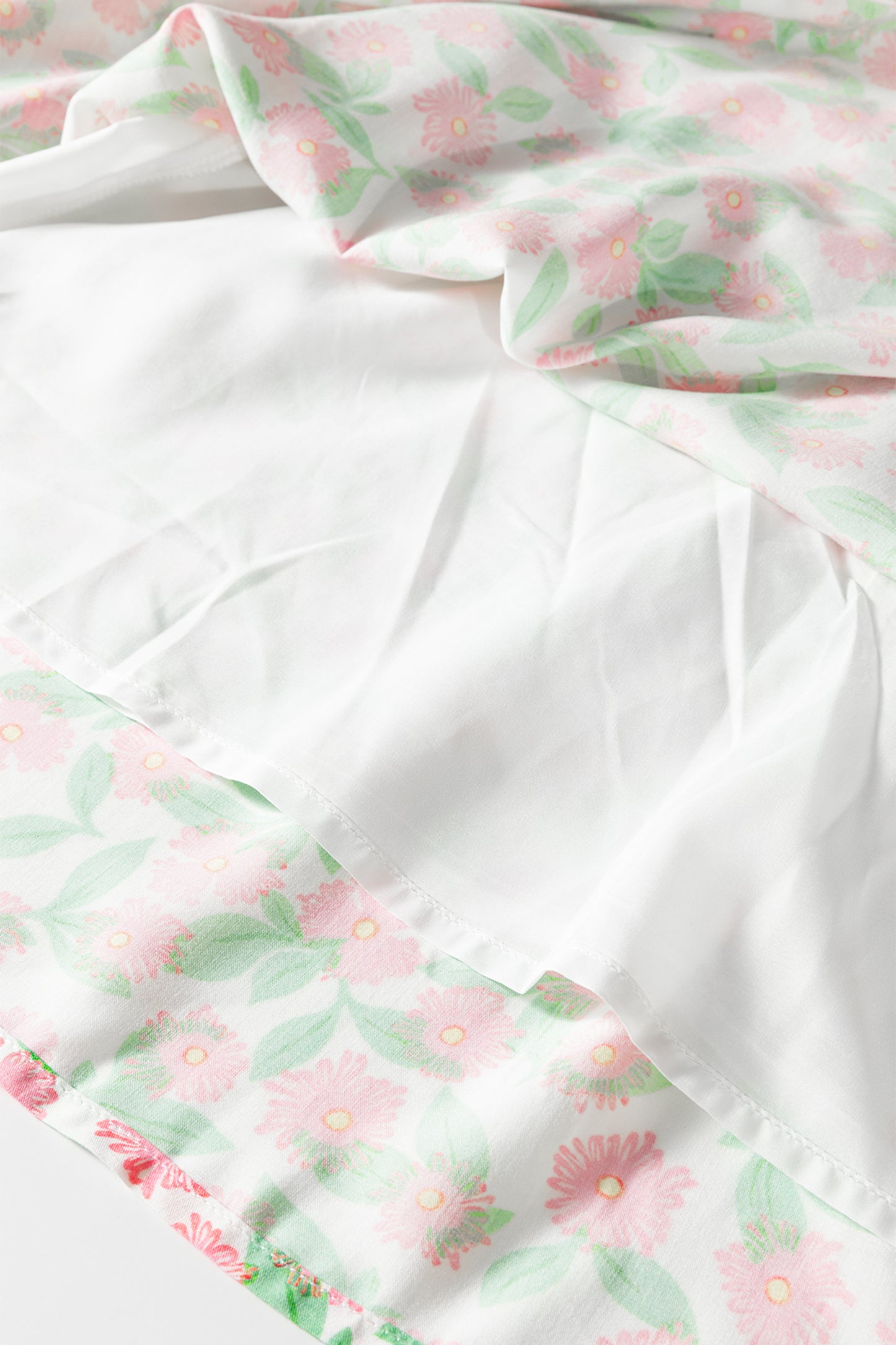 Green Contrast Neckline Ricrac Trim Floral Short Puff Sleeve Dress-TOPS / DRESSES-[Adult]-[Female]-2022 Online Blue Zone Planet