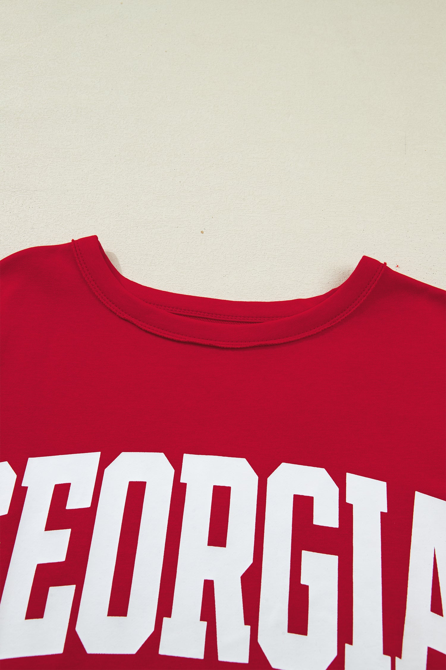 Racing Red Georgie Letter Printed Raw Seam Drop Shoulder Loose Tee-Tops/Tops & Tees-[Adult]-[Female]-2022 Online Blue Zone Planet