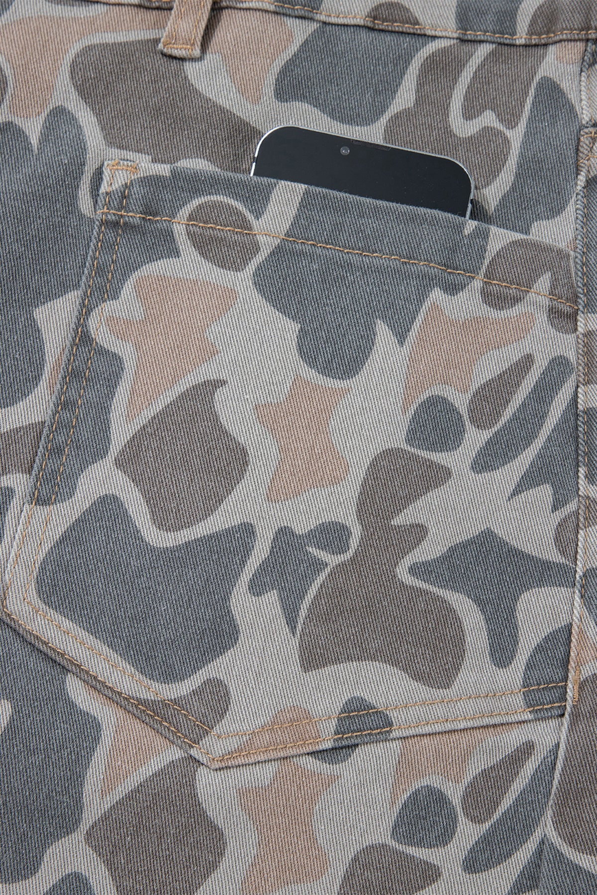 Multicolour Plus Size Camouflage Print High Rise Barrel Jeans-Plus Size/Plus Size Bottoms-[Adult]-[Female]-2022 Online Blue Zone Planet