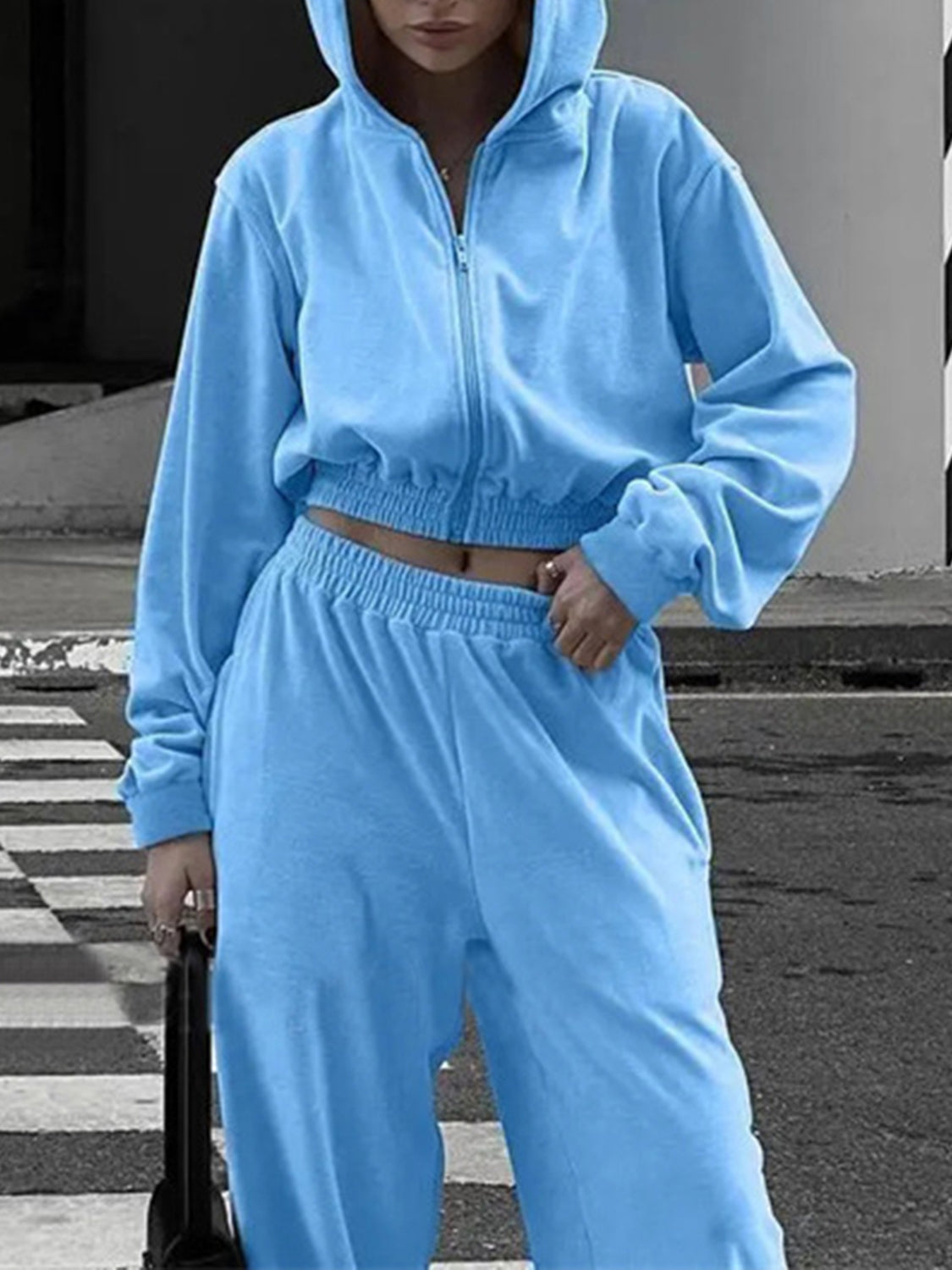 Zip Up Hoodie and Pocketed Pants Set-TOPS / DRESSES-[Adult]-[Female]-2022 Online Blue Zone Planet