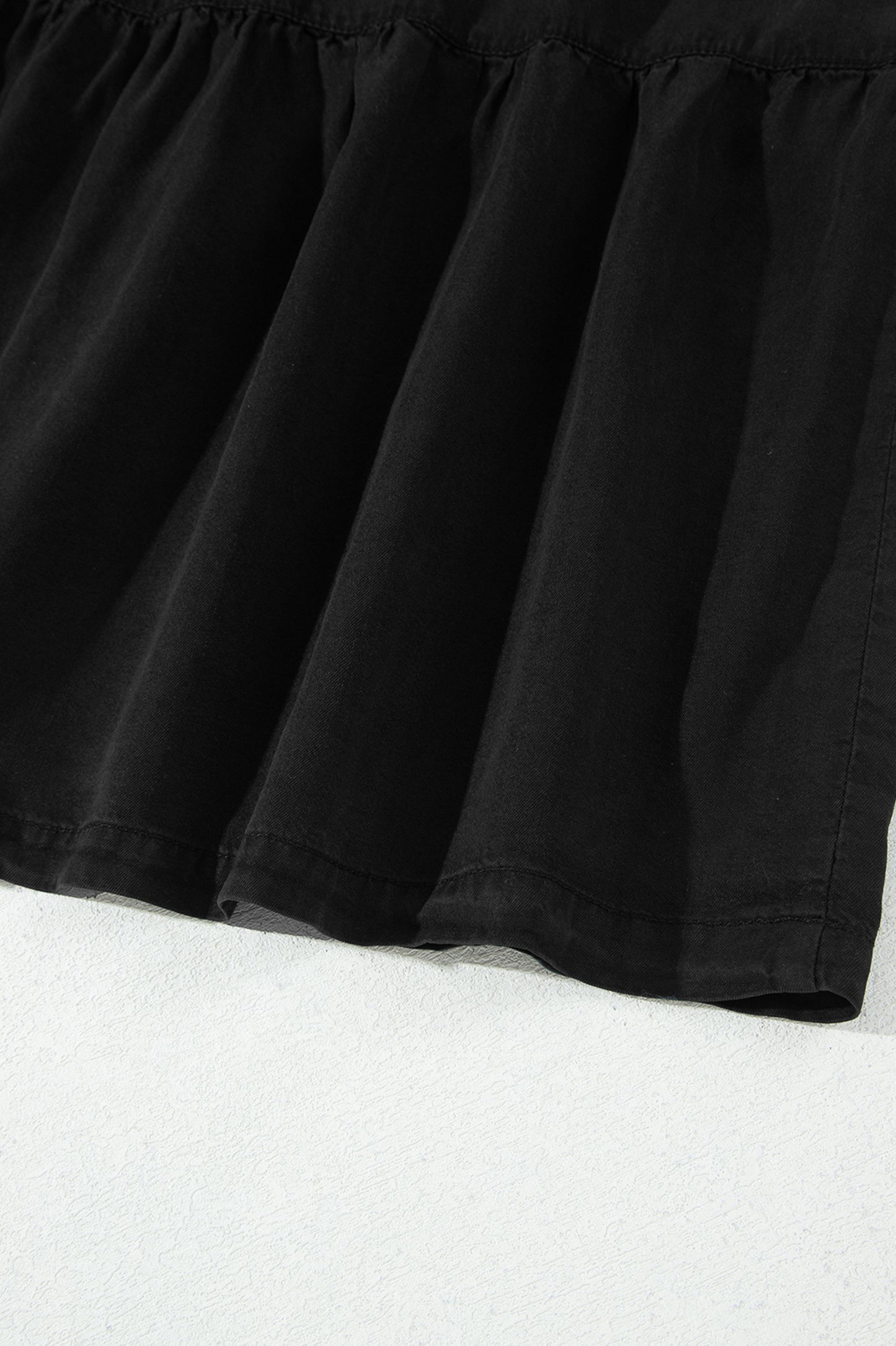 Black Elastic Waist Ruffled Tiered Flared Denim Maxi Skirt-Bottoms/Skirts & Petticoat-[Adult]-[Female]-2022 Online Blue Zone Planet