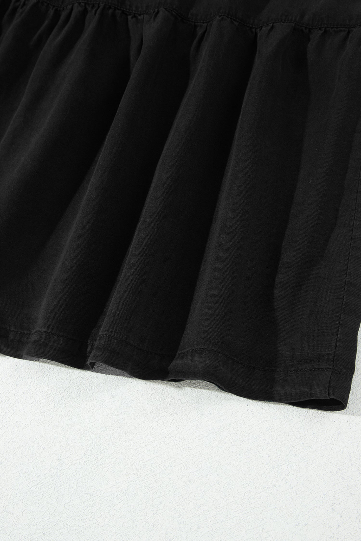 Black Elastic Waist Ruffled Tiered Flared Denim Maxi Skirt-Bottoms/Skirts & Petticoat-[Adult]-[Female]-2022 Online Blue Zone Planet