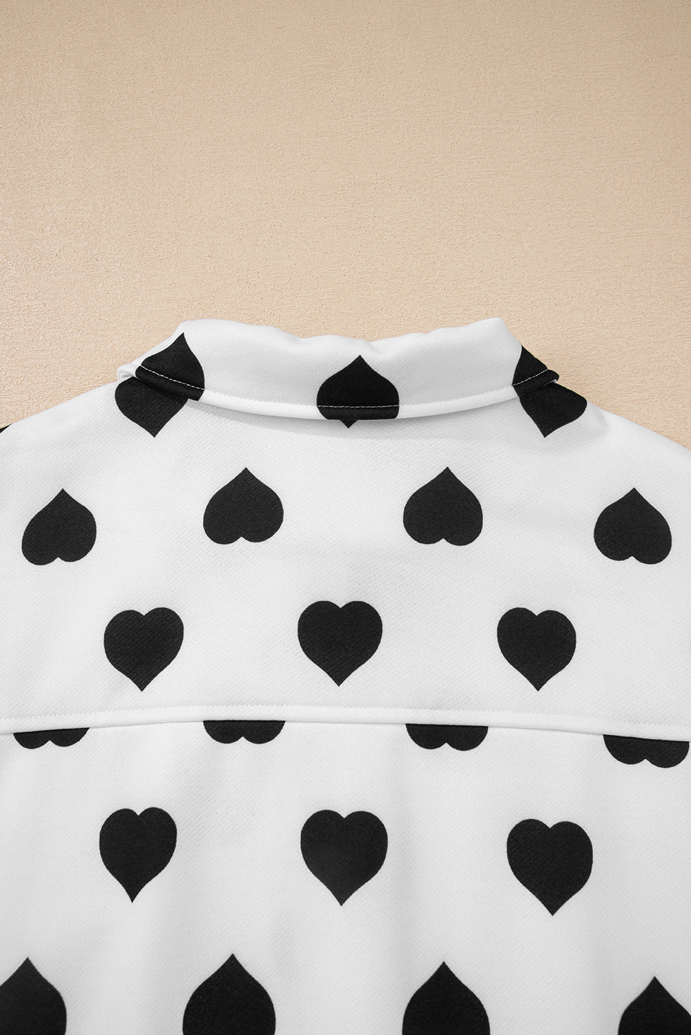 White Double Flap Pocket Heart Print Collar Zip Jacket-Outerwear/Jackets-[Adult]-[Female]-2022 Online Blue Zone Planet