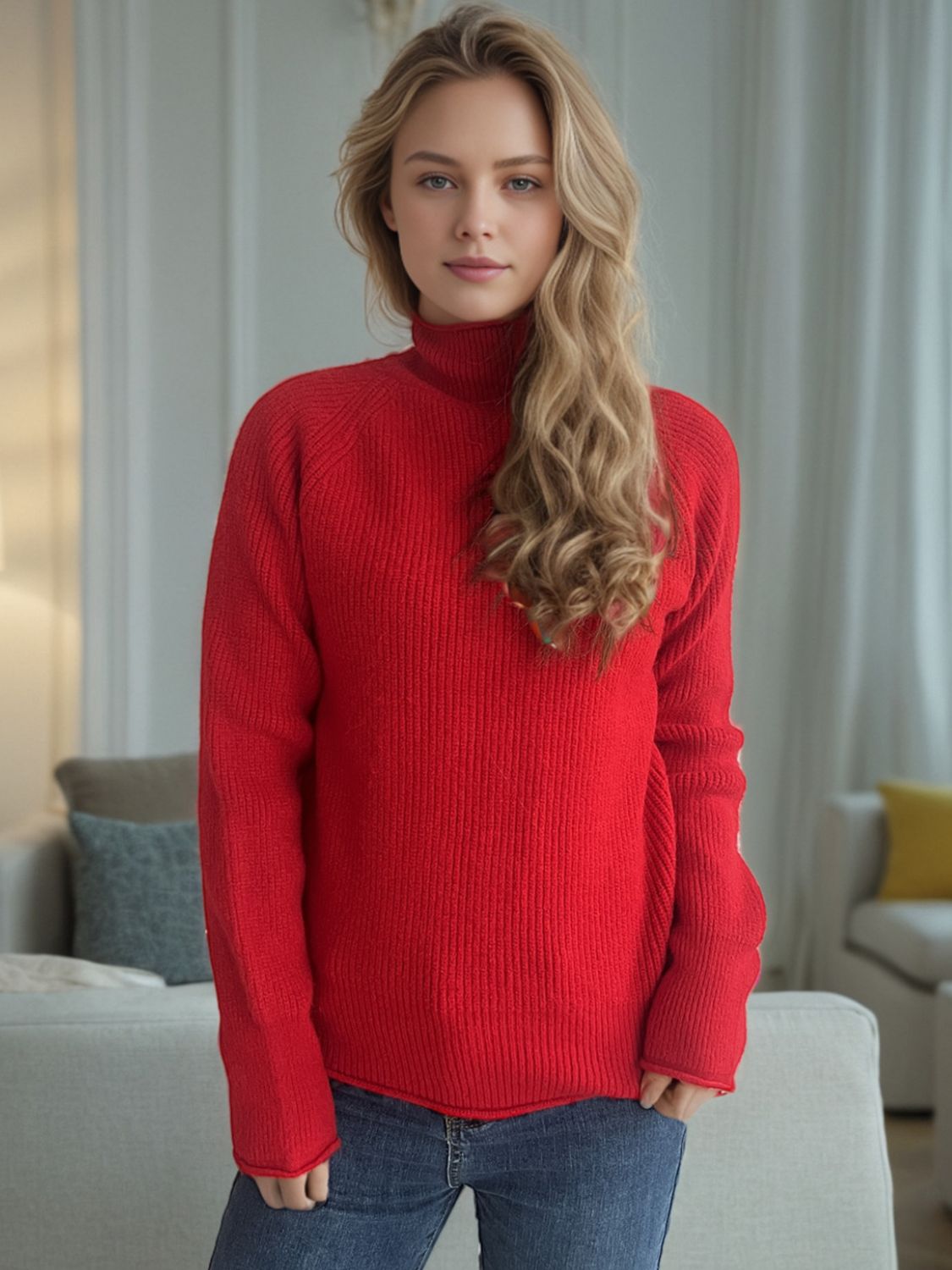 Blue Zone Planet | Turtleneck Long Sleeve Sweater-TOPS / DRESSES-[Adult]-[Female]-Scarlet-One Size-2022 Online Blue Zone Planet