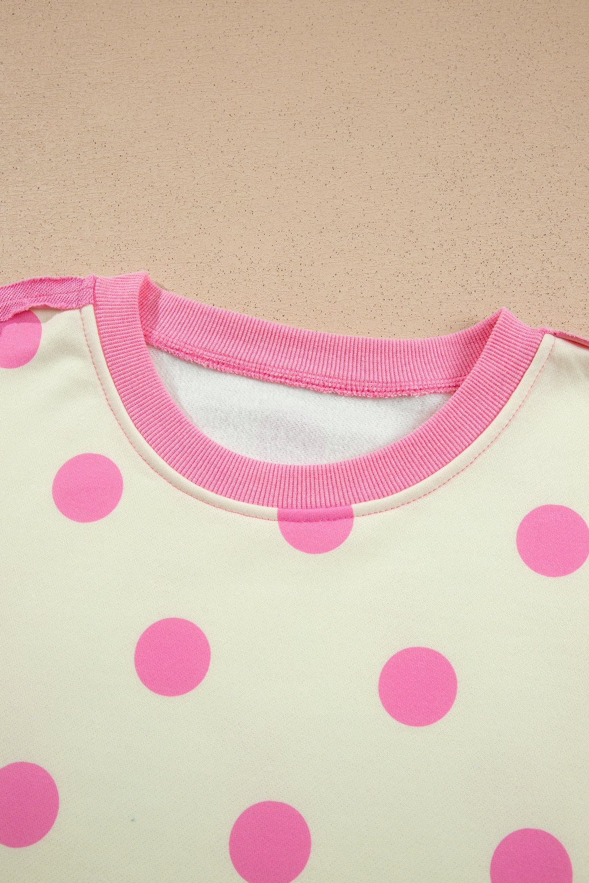 White Polka Dot Contrast Patchwork Round Neck Baggy Sweatshirt-Tops/Sweatshirts & Hoodies-[Adult]-[Female]-2022 Online Blue Zone Planet