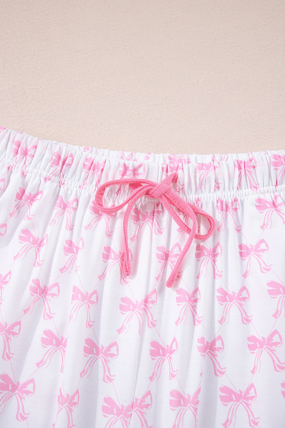 Pink Bow Print Long Sleeve Shirt and Pants Soft Pajama Set-Loungewear & Sleepwear/Sleepwear-[Adult]-[Female]-2022 Online Blue Zone Planet