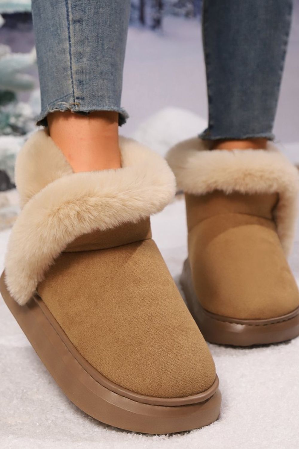 Faux Fur Round Toe Platform Boots-SLIPPERS-[Adult]-[Female]-2022 Online Blue Zone Planet