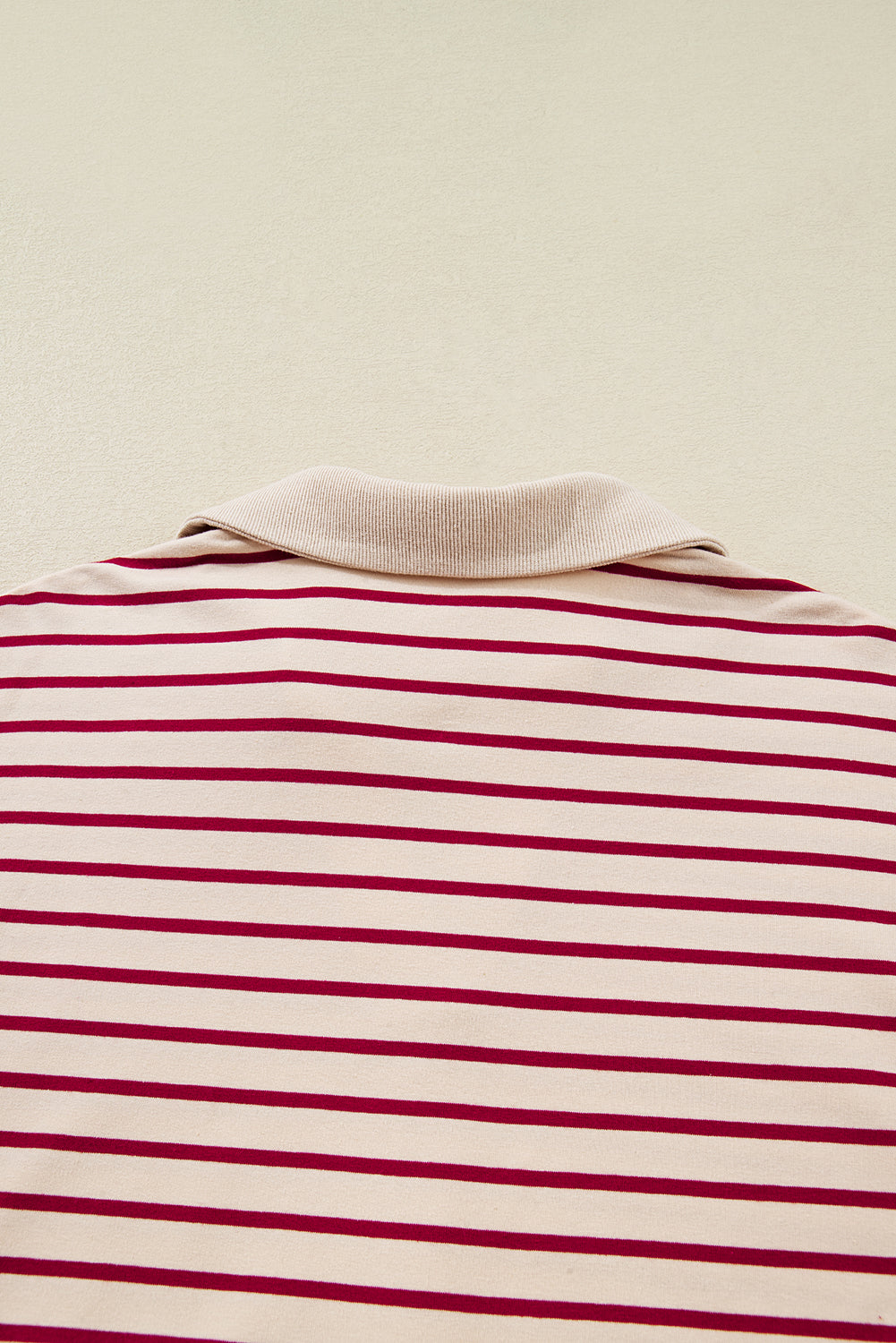 Red Stripe Cropped Collared Drop Shoulder Pullover And Bubble Mini Skirt Set-Two Piece Sets/Two Piece Dresses-[Adult]-[Female]-2022 Online Blue Zone Planet