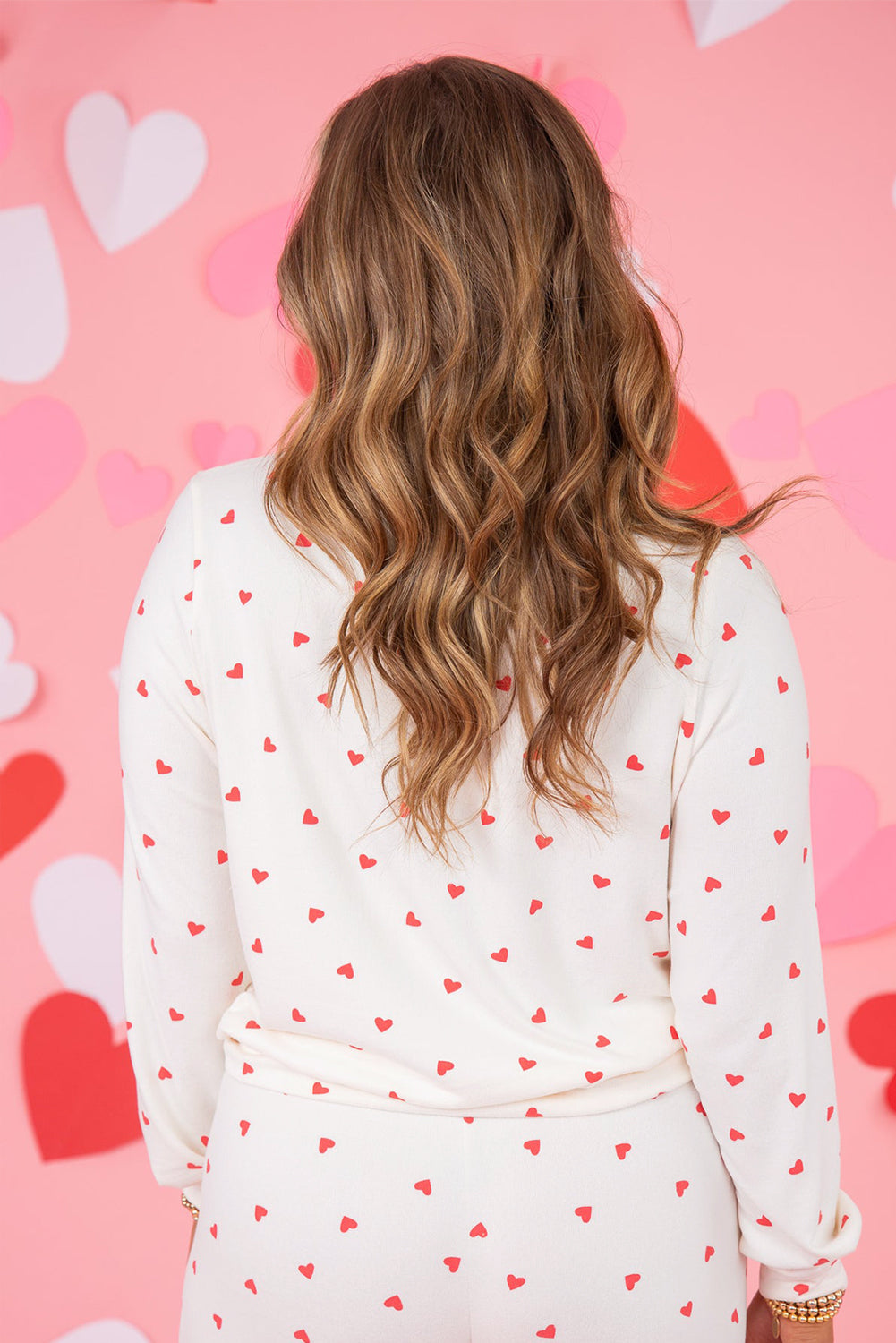 Fiery Red Heart Print Long Sleeve Pullover and Pants Set-Two Piece Pants Sets-[Adult]-[Female]-2022 Online Blue Zone Planet