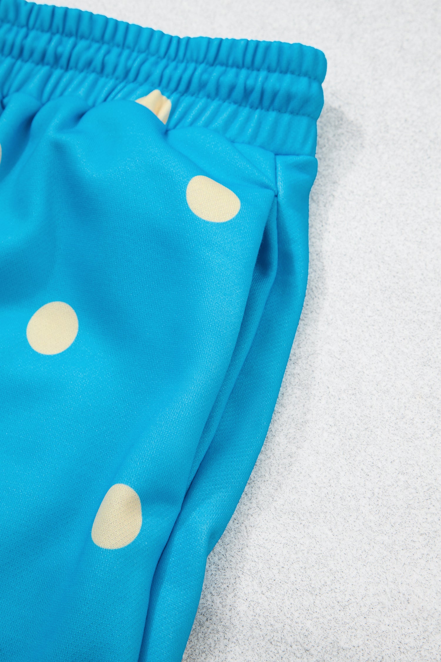 Blue Polka Dot Hooded Drawstring Long Sleeve Plus Size Set-Tops / Dresses-[Adult]-[Female]-2022 Online Blue Zone Planet