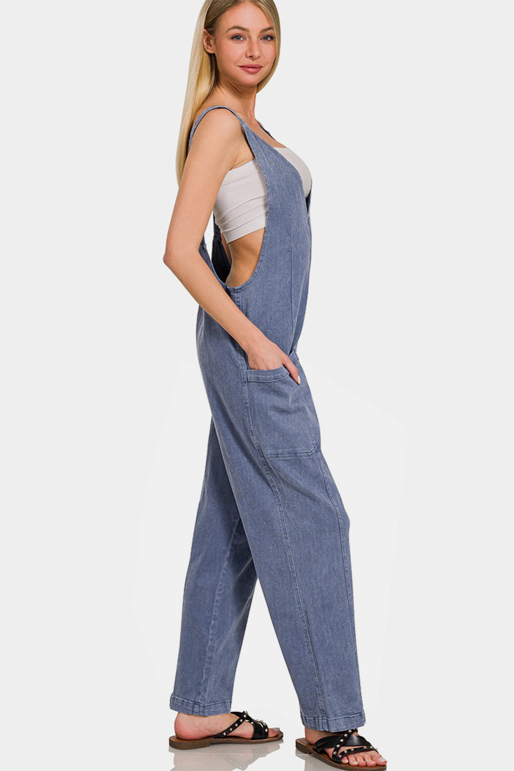 Blue Zone Planet | Zenana Pocketed Wide Strap Jumpsuit-TOPS / DRESSES-[Adult]-[Female]-2022 Online Blue Zone Planet