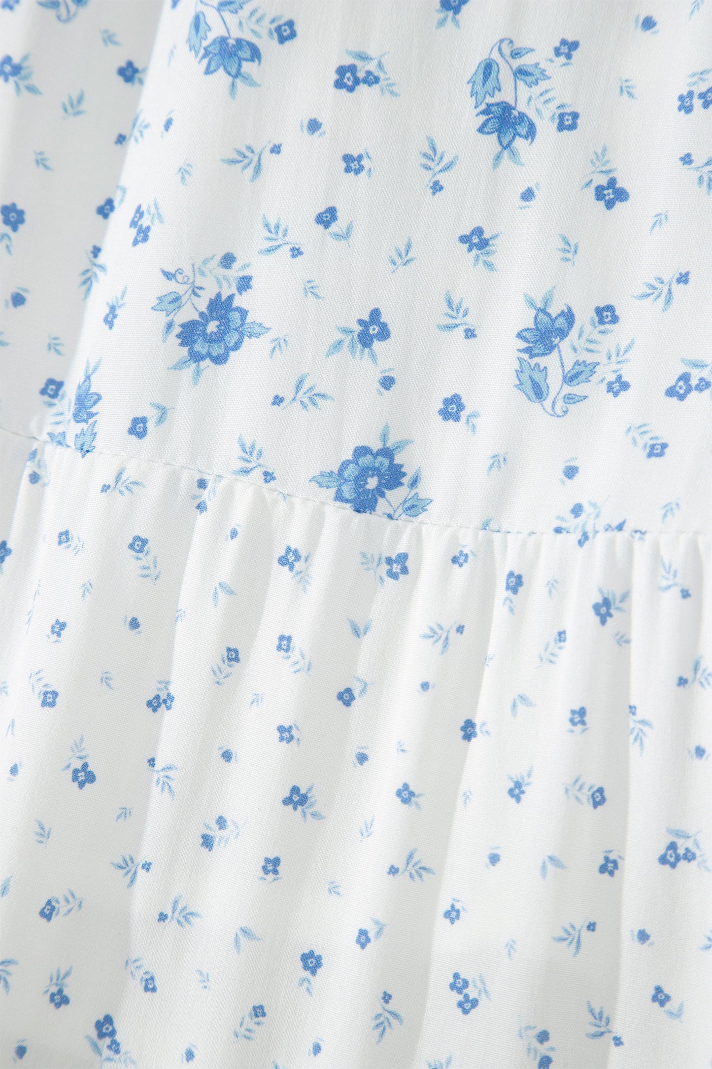 Sky Blue High Waist Tiny Floral Print Boho Maxi Skirt-Bottoms/Skirts & Petticoat-[Adult]-[Female]-2022 Online Blue Zone Planet