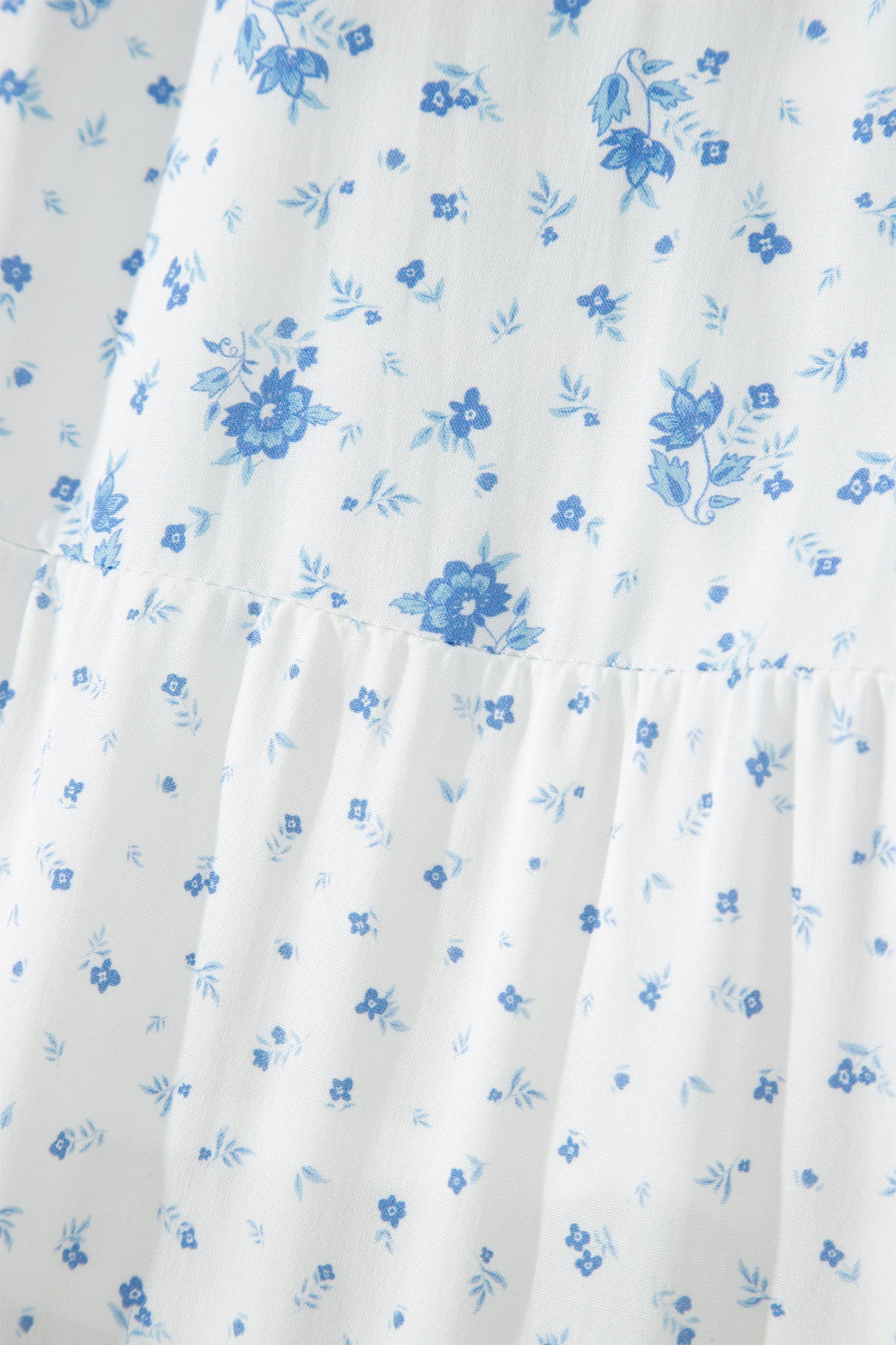 Sky Blue High Waist Tiny Floral Print Boho Maxi Skirt-Bottoms/Skirts & Petticoat-[Adult]-[Female]-2022 Online Blue Zone Planet