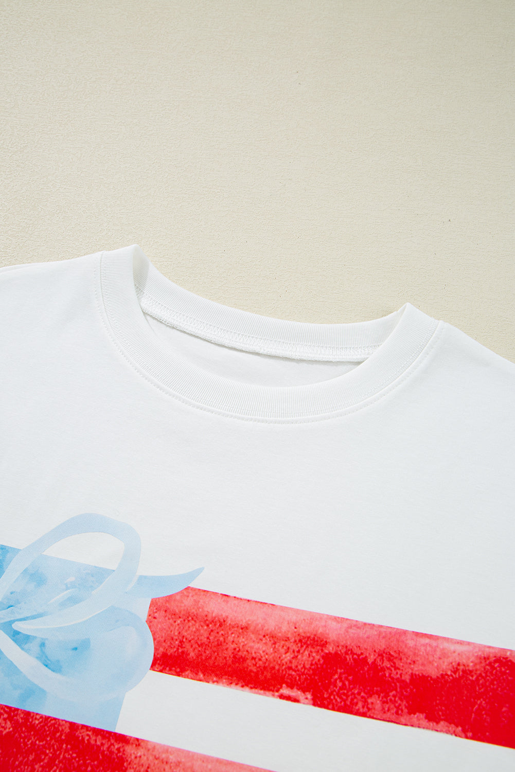 White Flag Bow Graphic Crewneck Tee-Tops/Tops & Tees-[Adult]-[Female]-2022 Online Blue Zone Planet