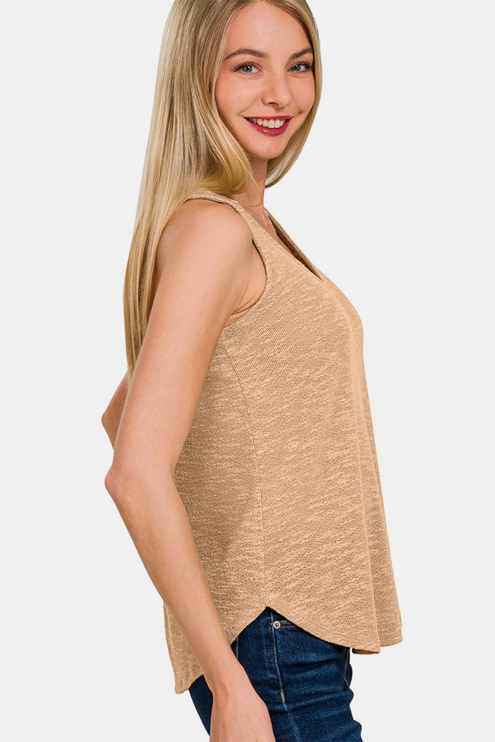 Zenana V-Neck Curved Hem Tank-TOPS / DRESSES-[Adult]-[Female]-2022 Online Blue Zone Planet