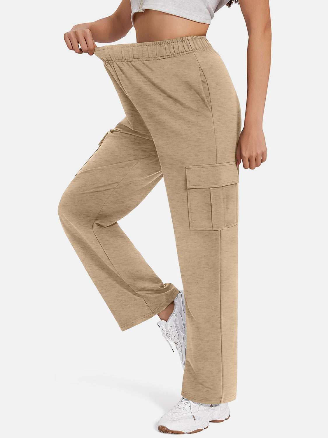 Pocketed High Waist Pants-BOTTOMS SIZES SMALL MEDIUM LARGE-[Adult]-[Female]-2022 Online Blue Zone Planet